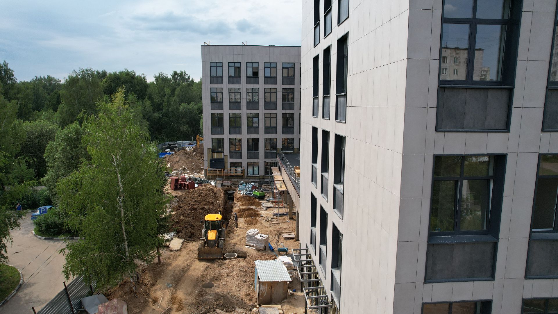 видео с коптера, строительство, медицина, поликлиника,