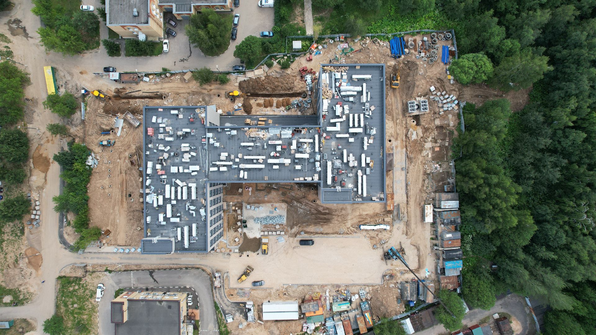 видео с коптера, строительство, медицина, поликлиника,