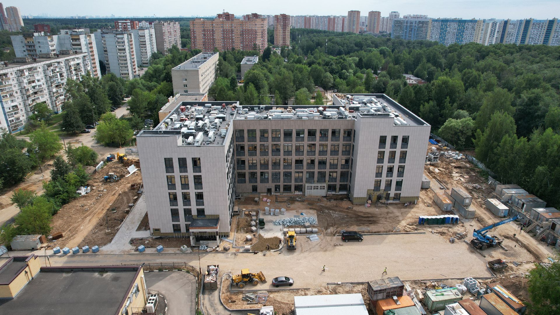 видео с коптера, строительство, медицина, поликлиника,