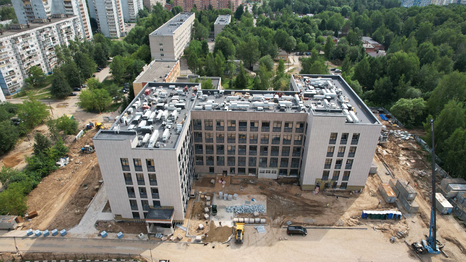 видео с коптера, строительство, медицина, поликлиника,