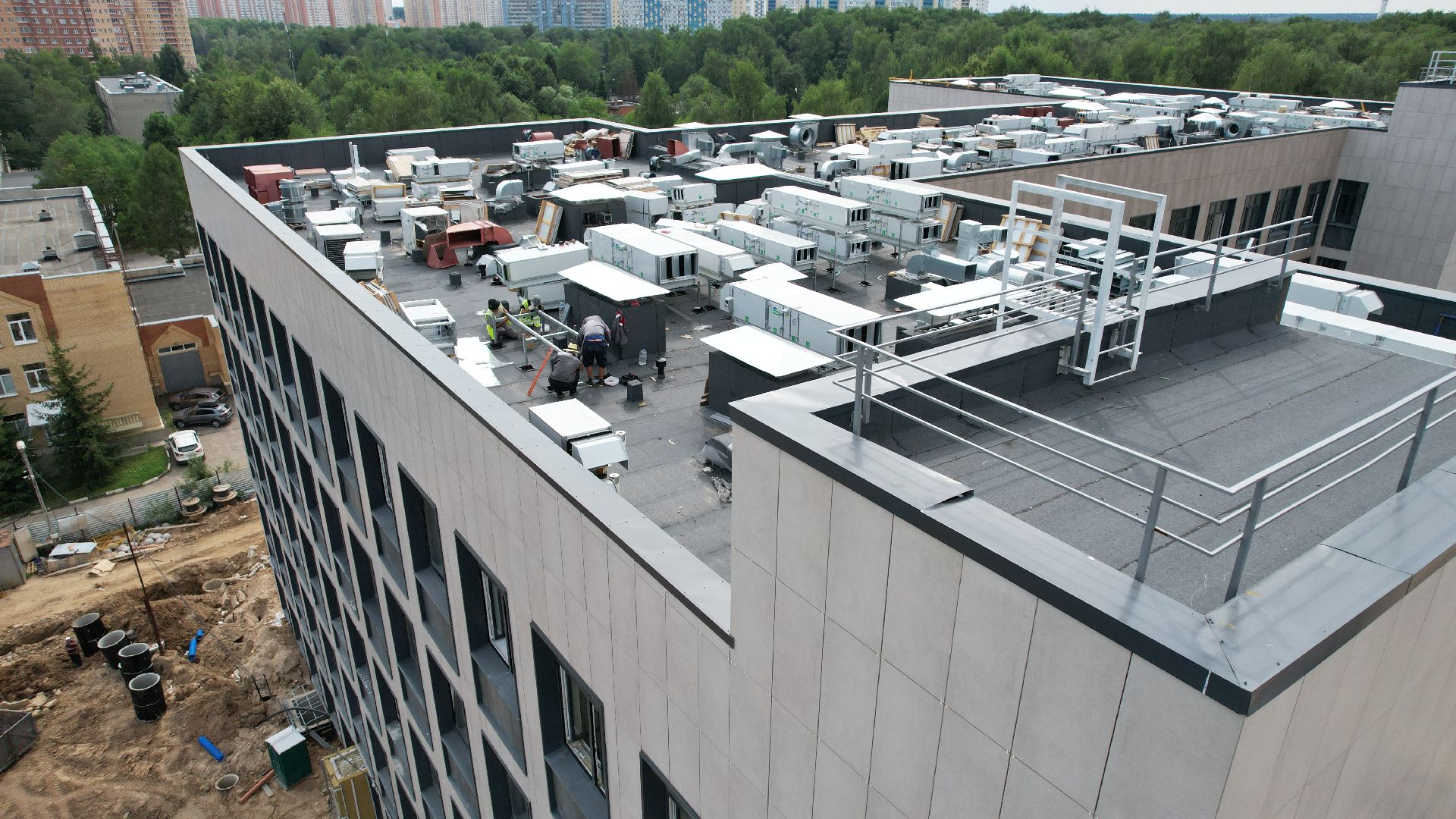 видео с коптера, строительство, медицина, поликлиника,