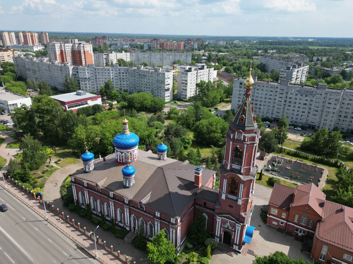 видео с коптера, орехово-зуево, сквер, храм, благоустройство,