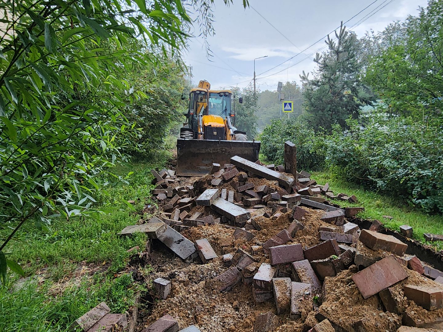 Чехов, улица Чехова, строительство тротуара, дорожный ремонт, нацпроект Безопасные и качественные автодороги, Мосавтодор,