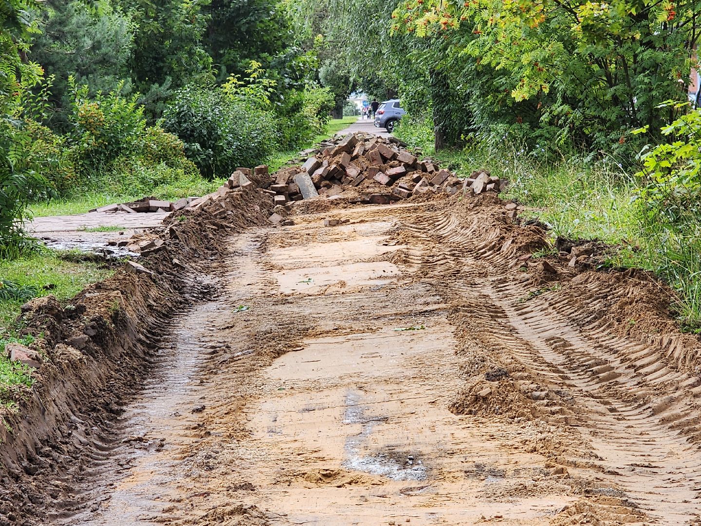 Чехов, улица Чехова, строительство тротуара, дорожный ремонт, нацпроект Безопасные и качественные автодороги, Мосавтодор,
