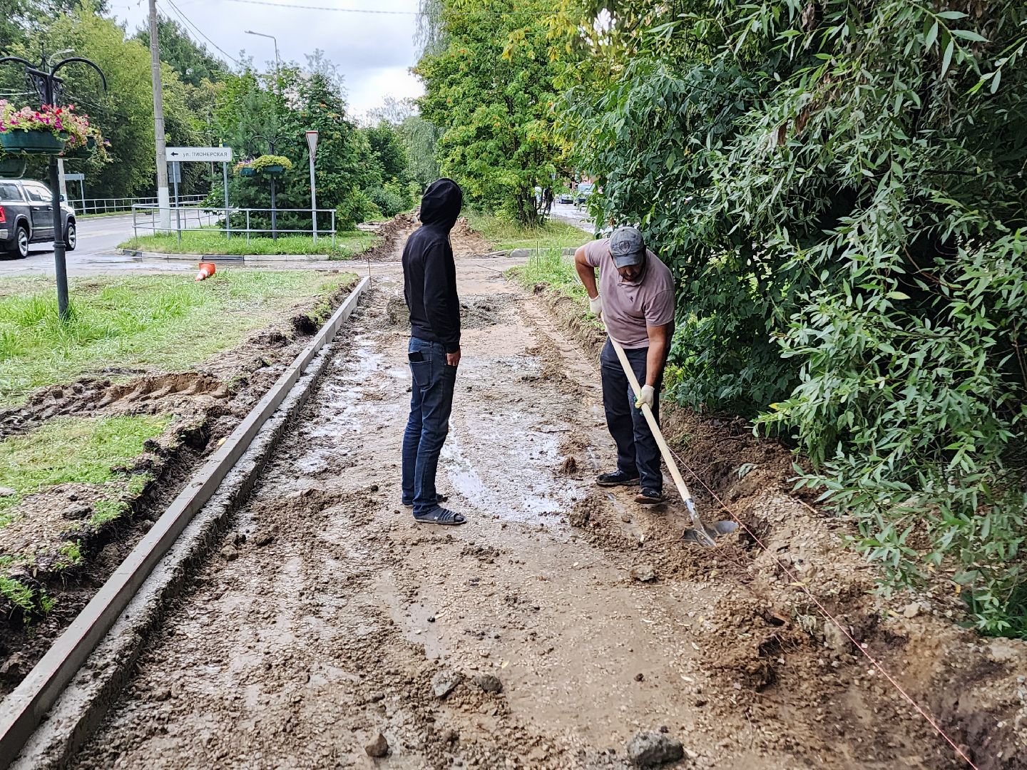 Чехов, улица Чехова, строительство тротуара, дорожный ремонт, нацпроект Безопасные и качественные автодороги, Мосавтодор,