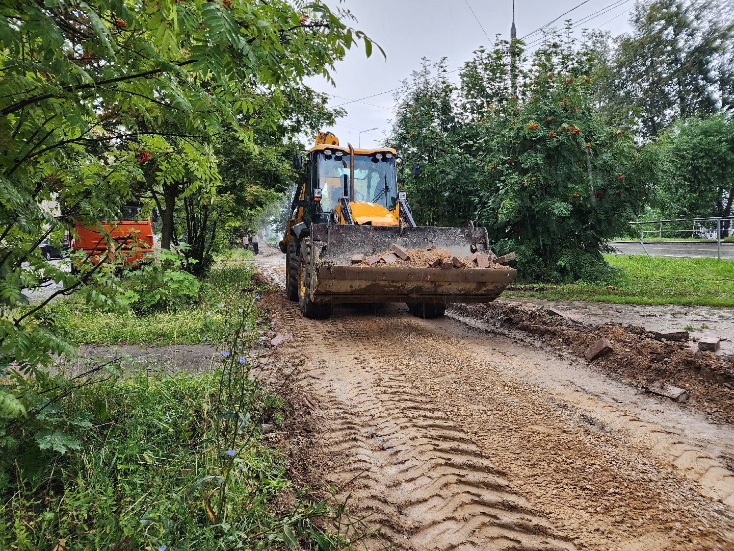 Чехов, улица Чехова, строительство тротуара, дорожный ремонт, нацпроект Безопасные и качественные автодороги, Мосавтодор,