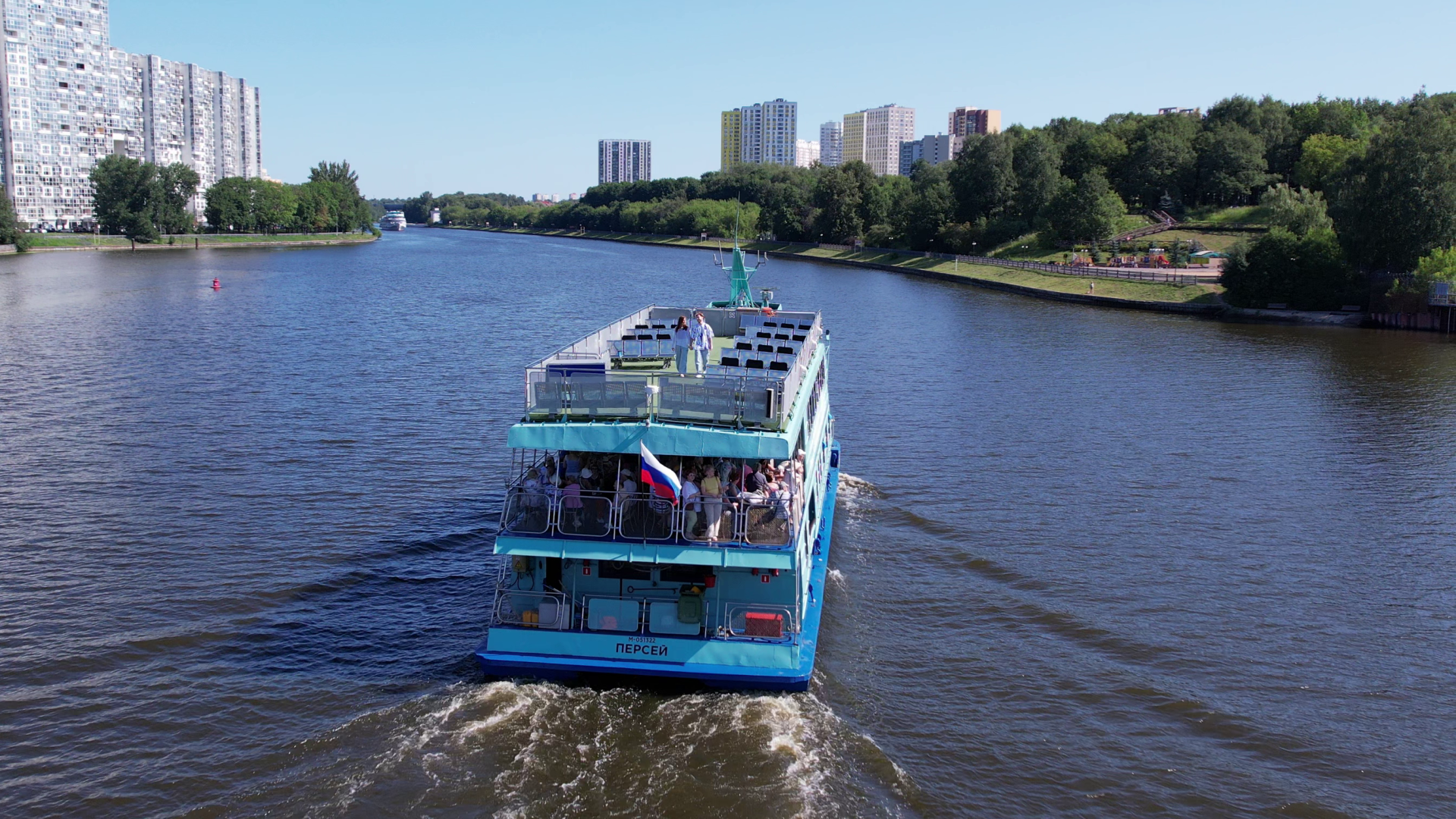 видео с коптера, химки, теплоход,