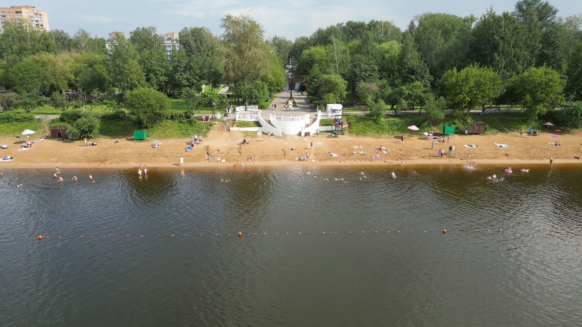 видео с коптера, дубна, благоустройство, набережная,