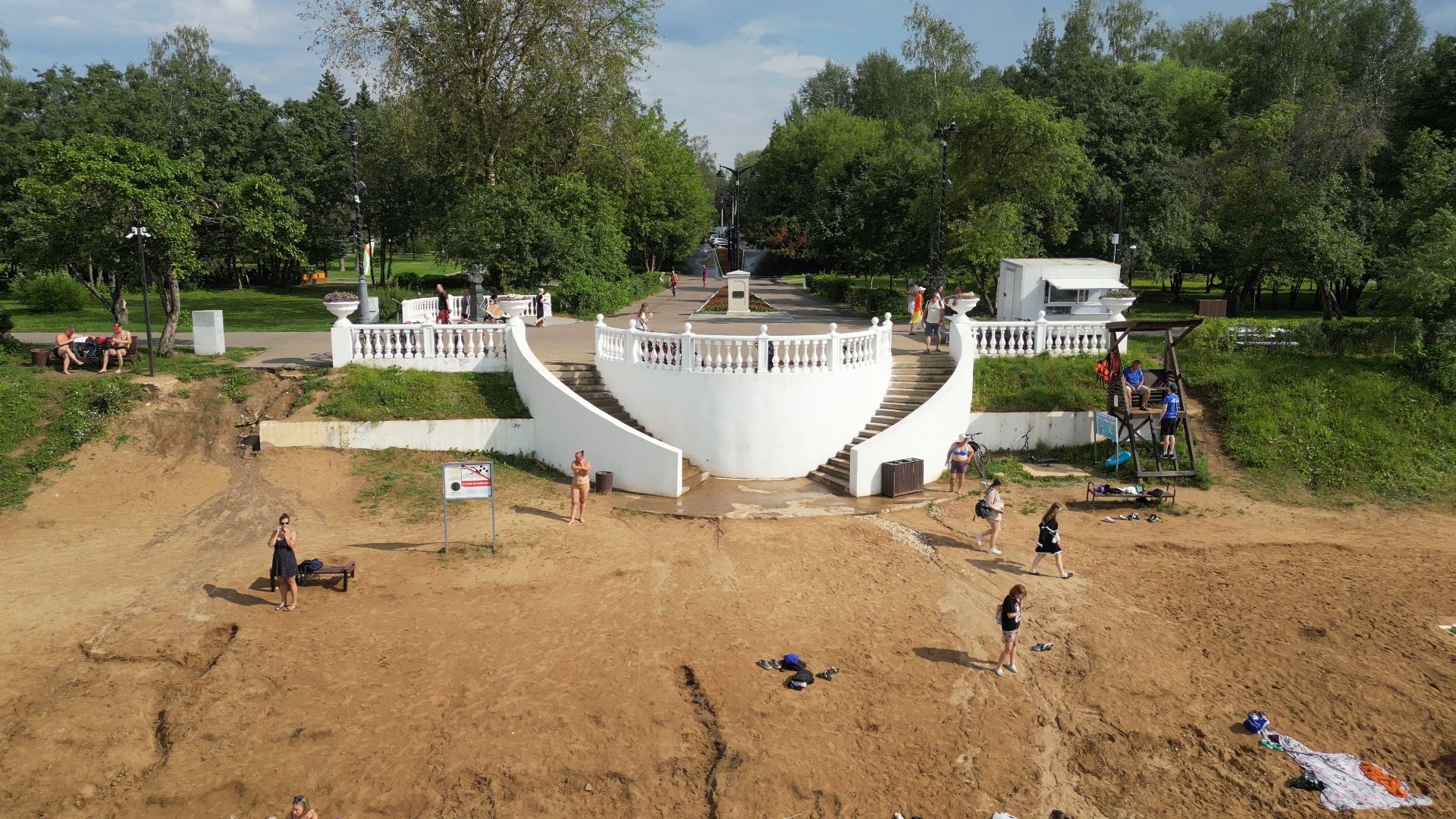 видео с коптера, дубна, благоустройство, набережная,
