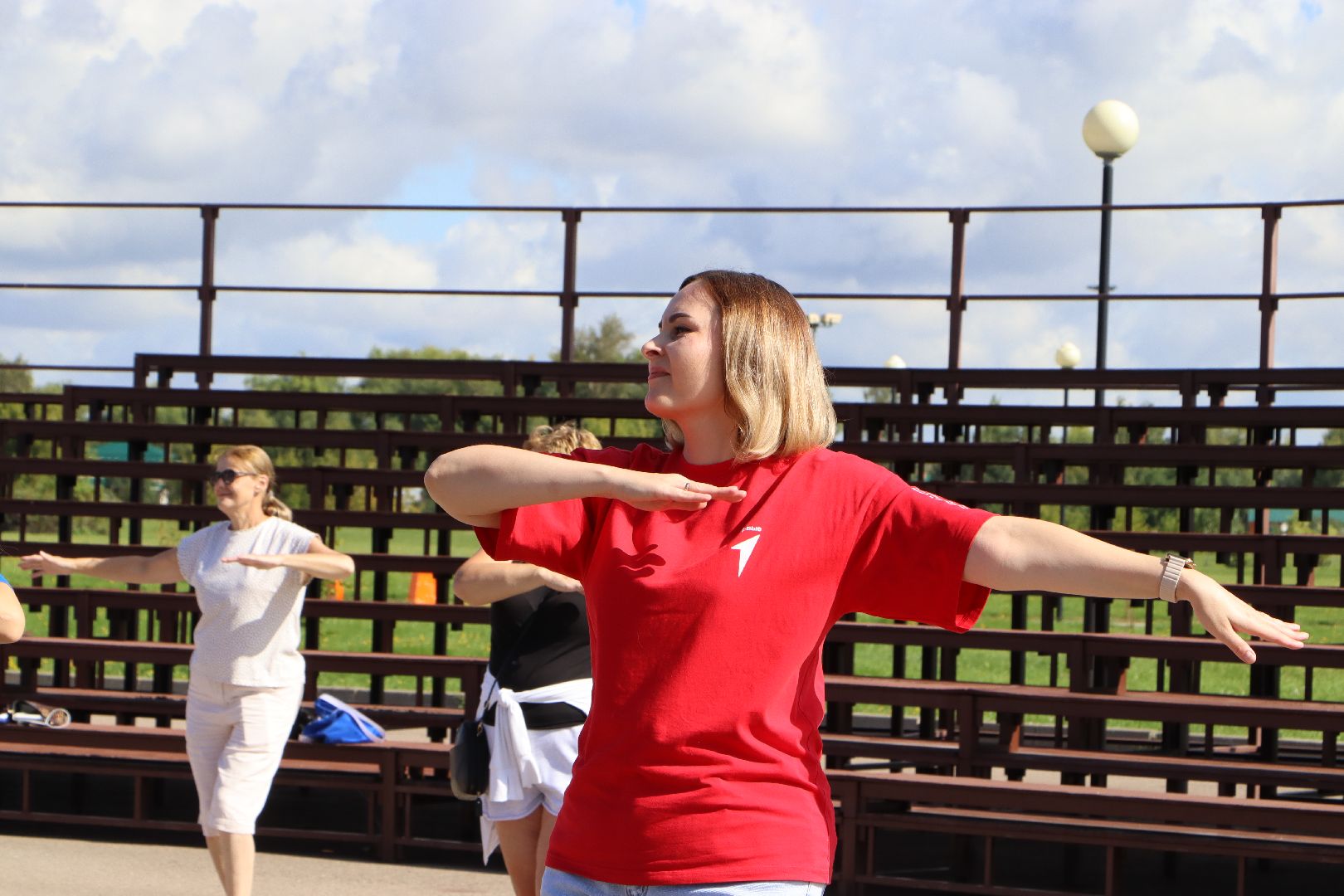 День физкультурника, парк Серебряный, Серебряные Пруды, зарядка,