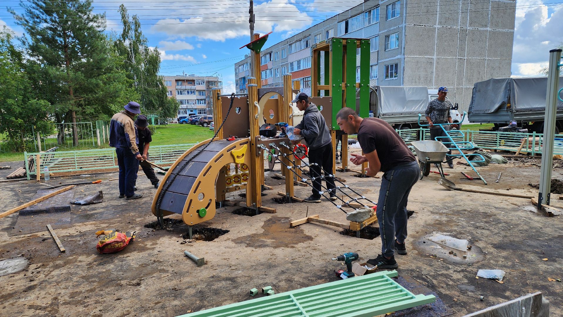 кашира, кокино, новая детская площадка, благоустройство, детский игровой комплекс,