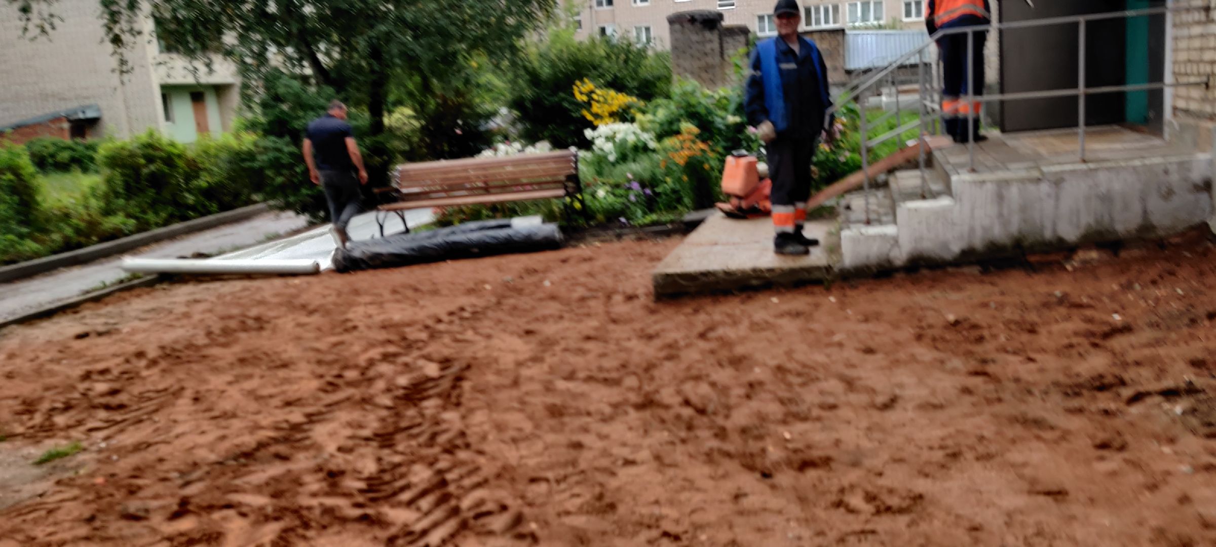 красноармейск, городской округ пушкинский, комплексное благоустройство двора, новые тротуары,