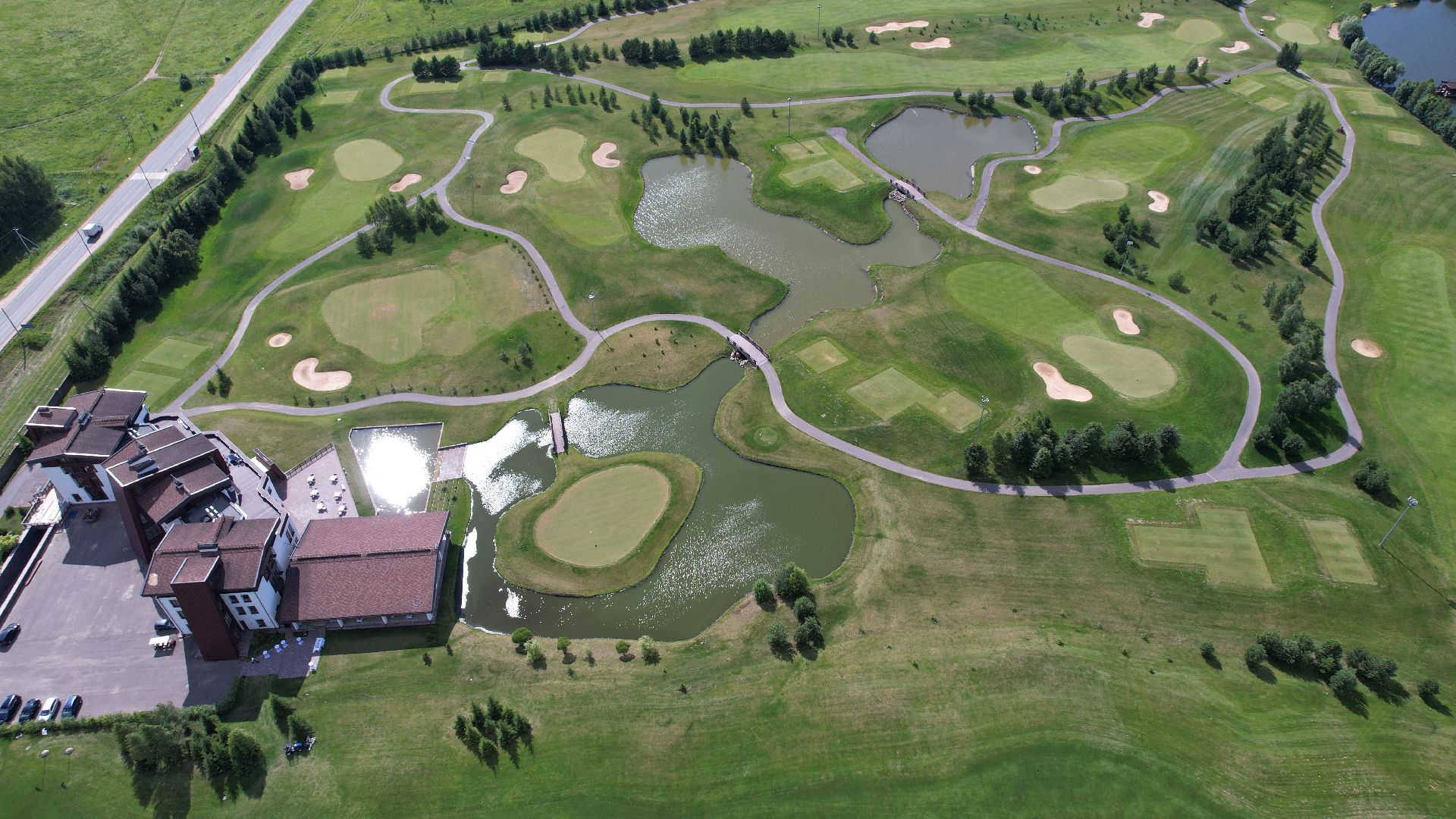 видео с коптера, гольф, дмитров,