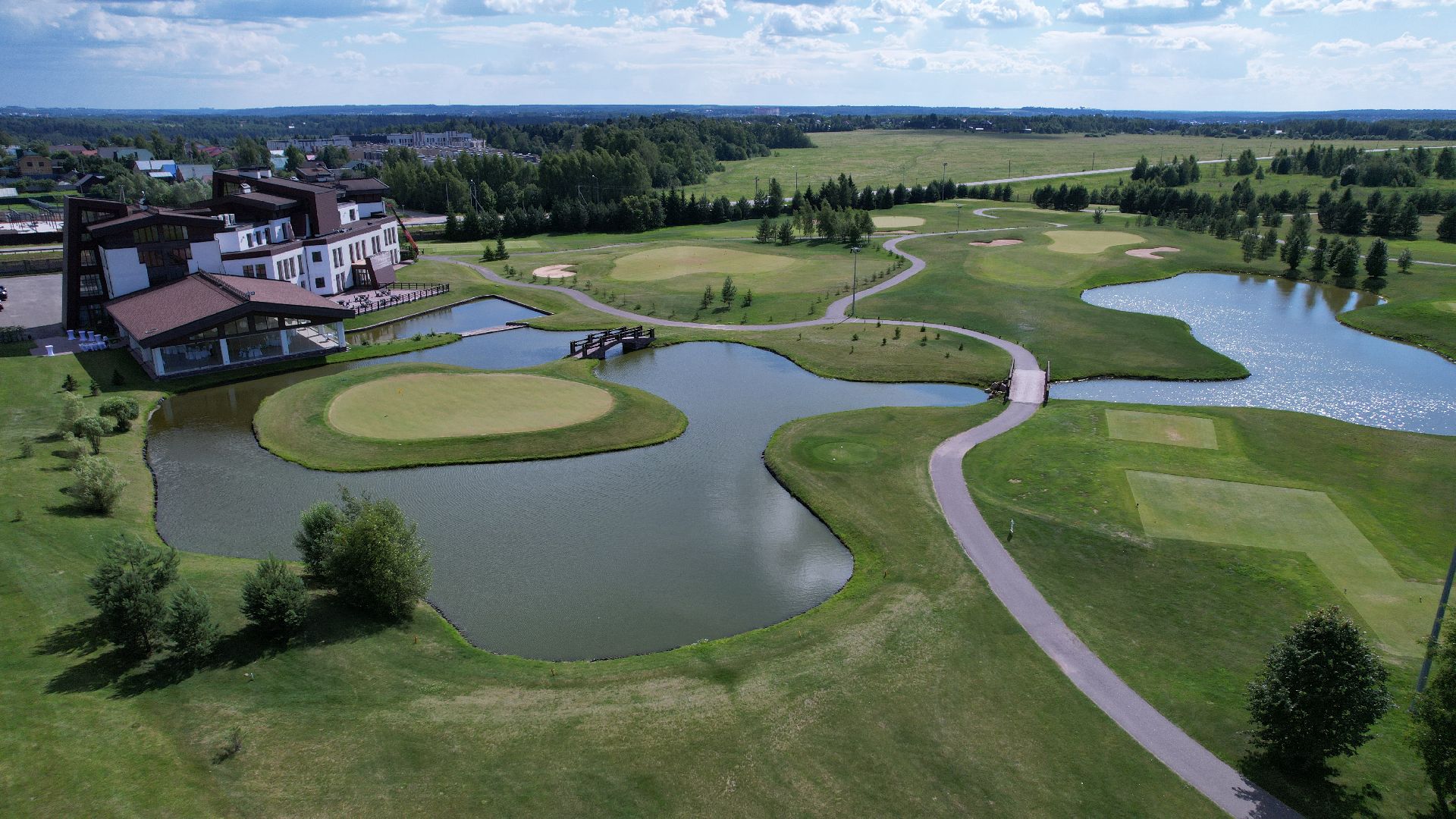 видео с коптера, гольф, дмитров,