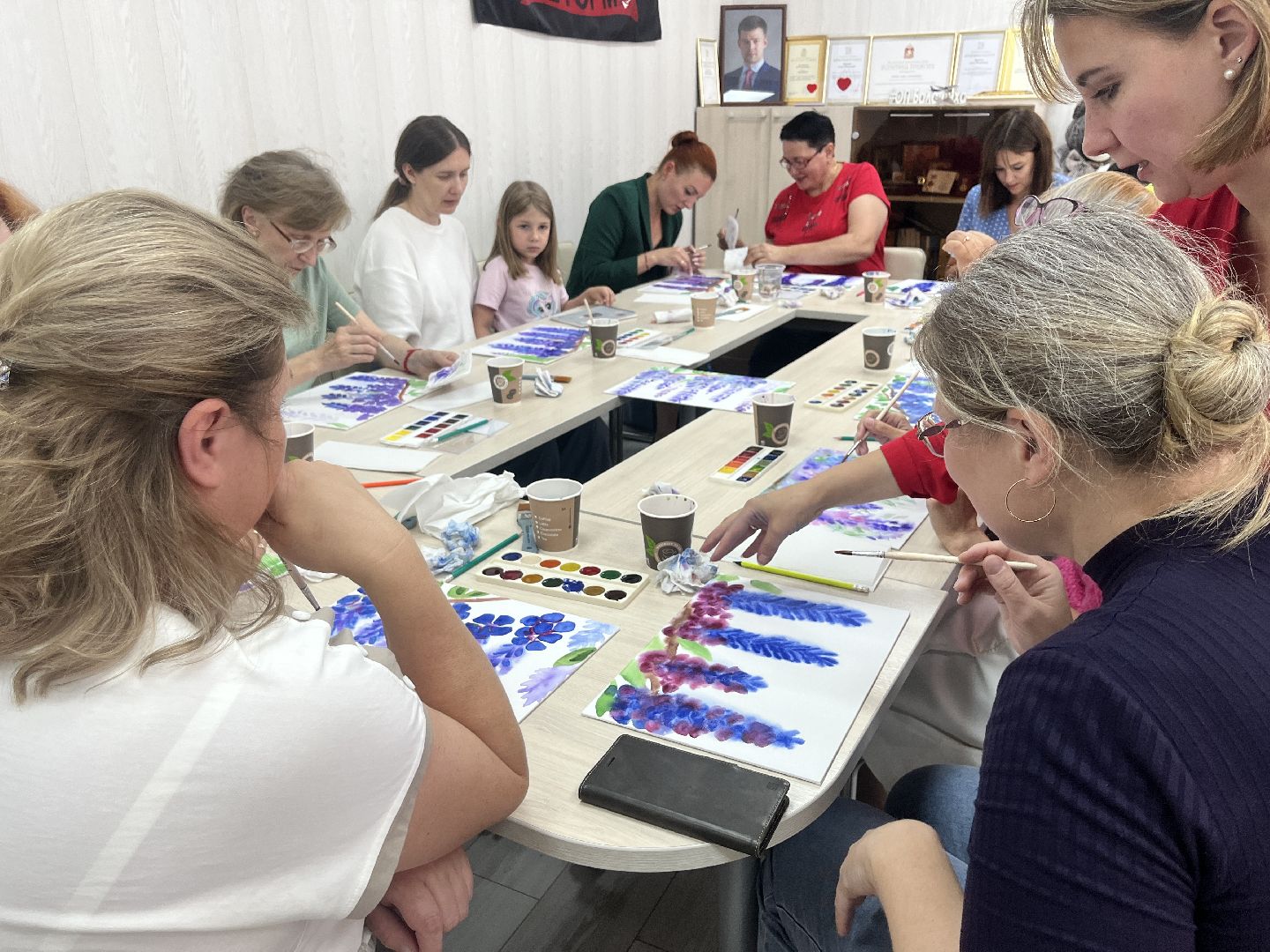 женский клуб, рисование, акварель,