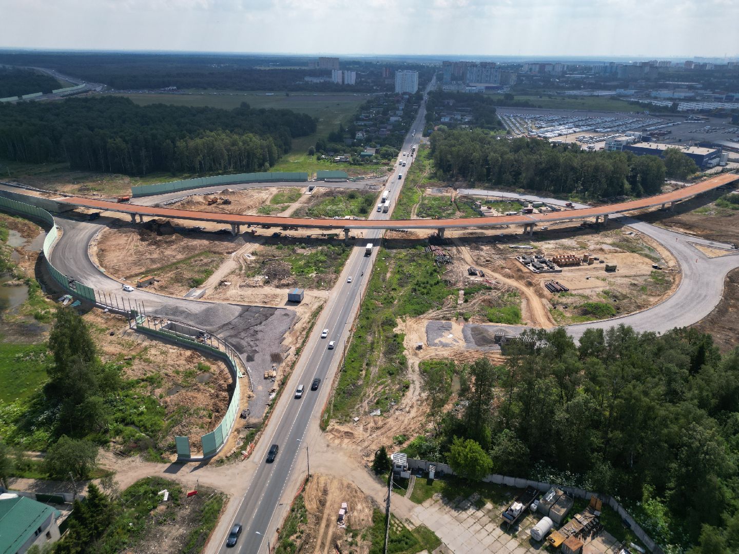 видео с коптера, лобня, строительство, дороги,