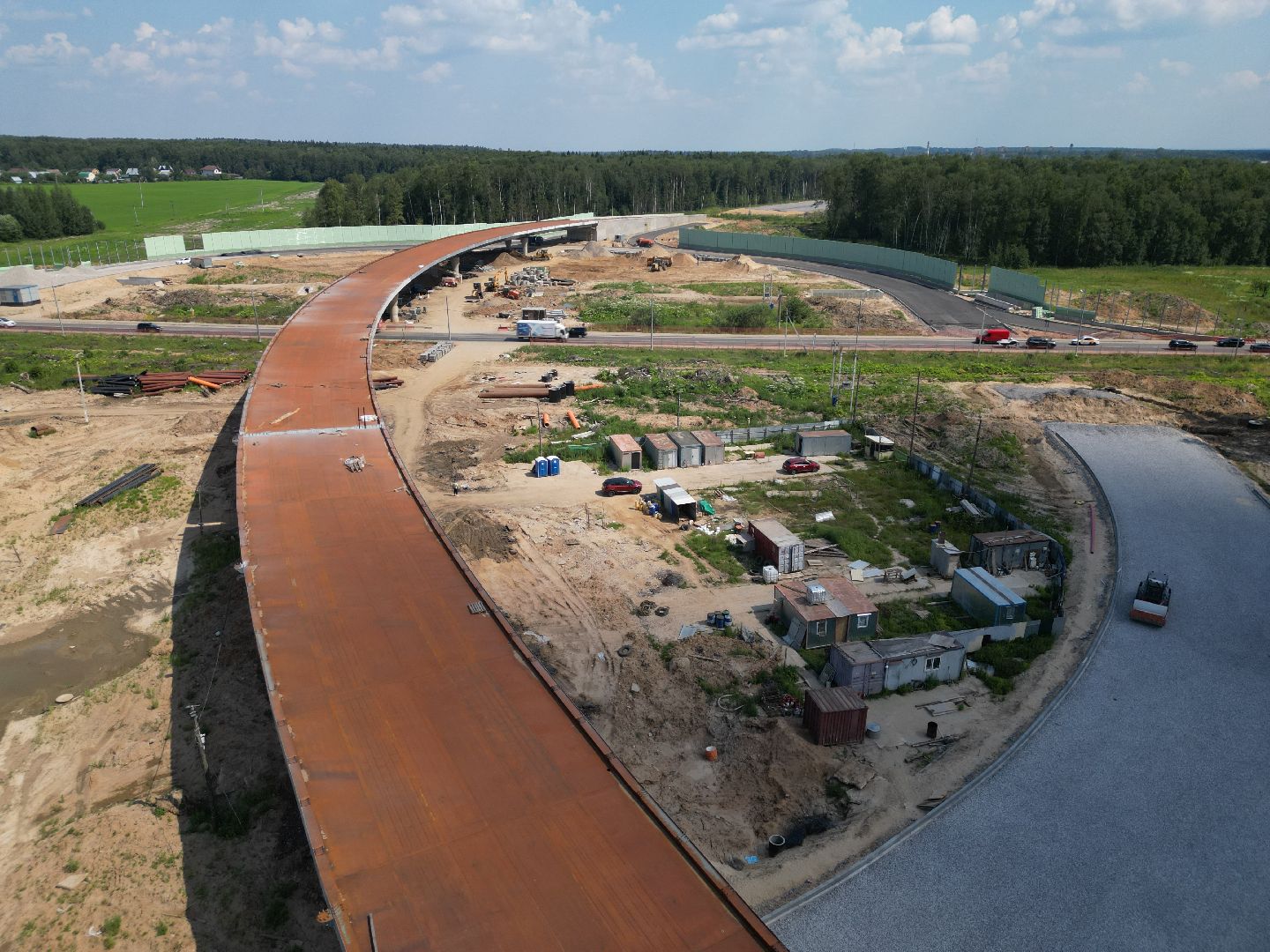 видео с коптера, лобня, строительство, дороги,