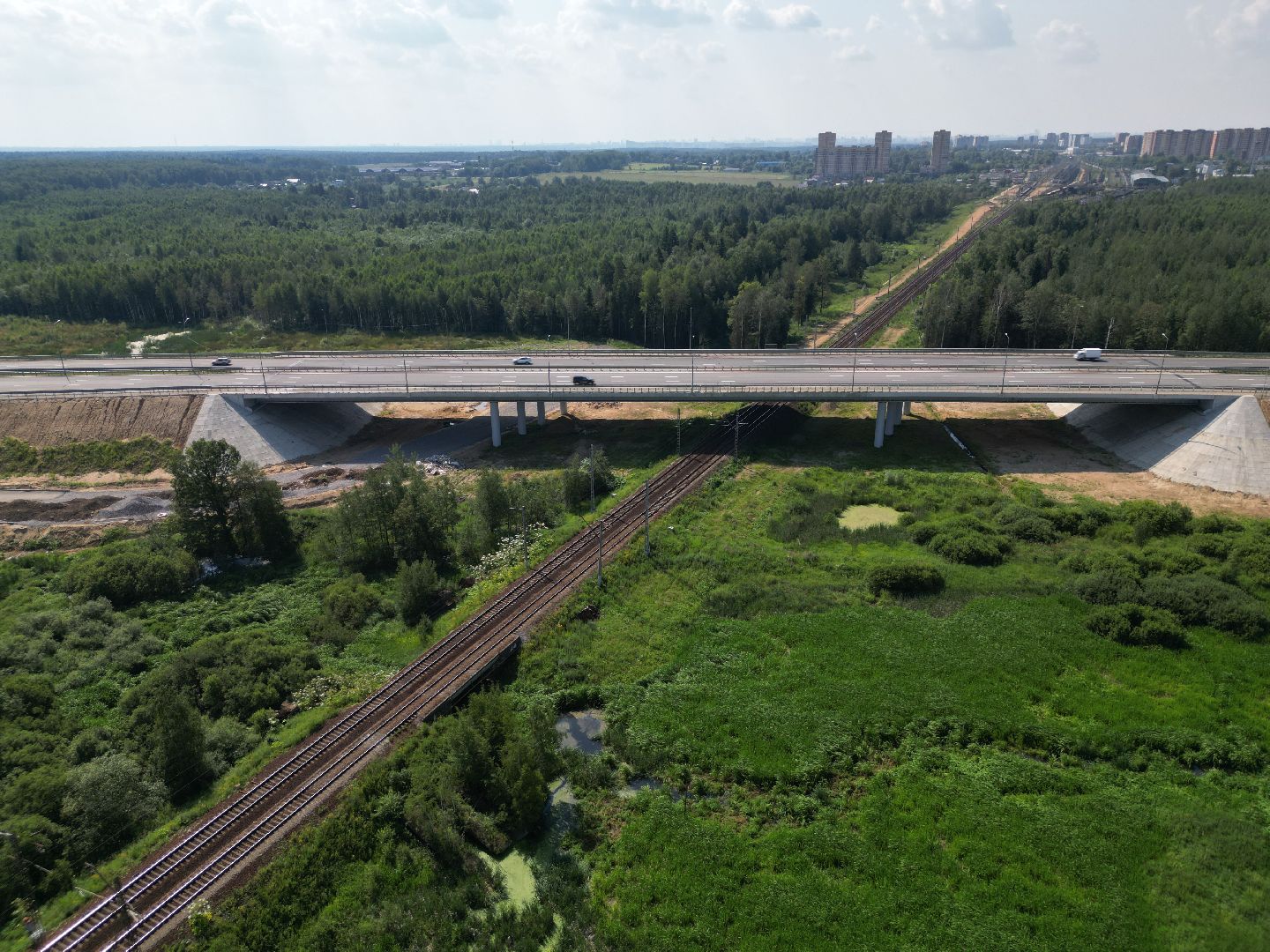 видео с коптера, лобня, строительство, дороги,