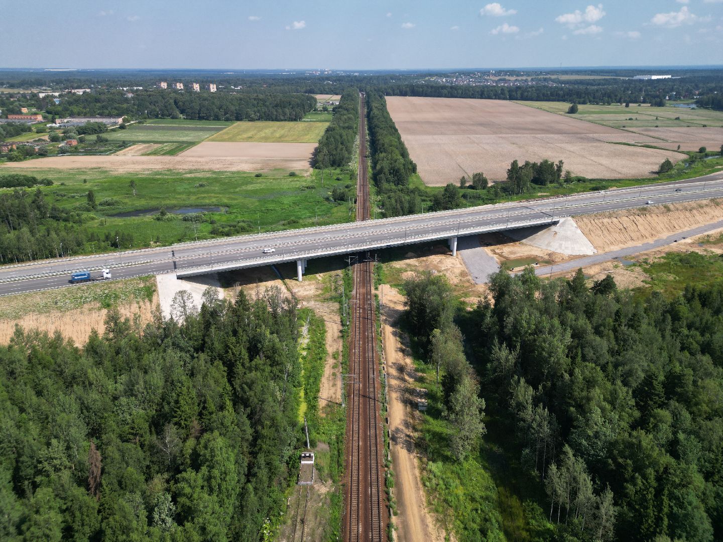 видео с коптера, лобня, строительство, дороги,