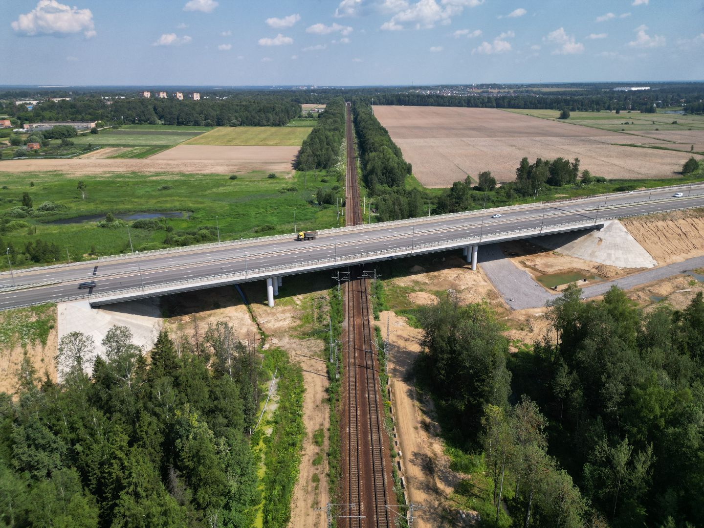 видео с коптера, лобня, строительство, дороги,