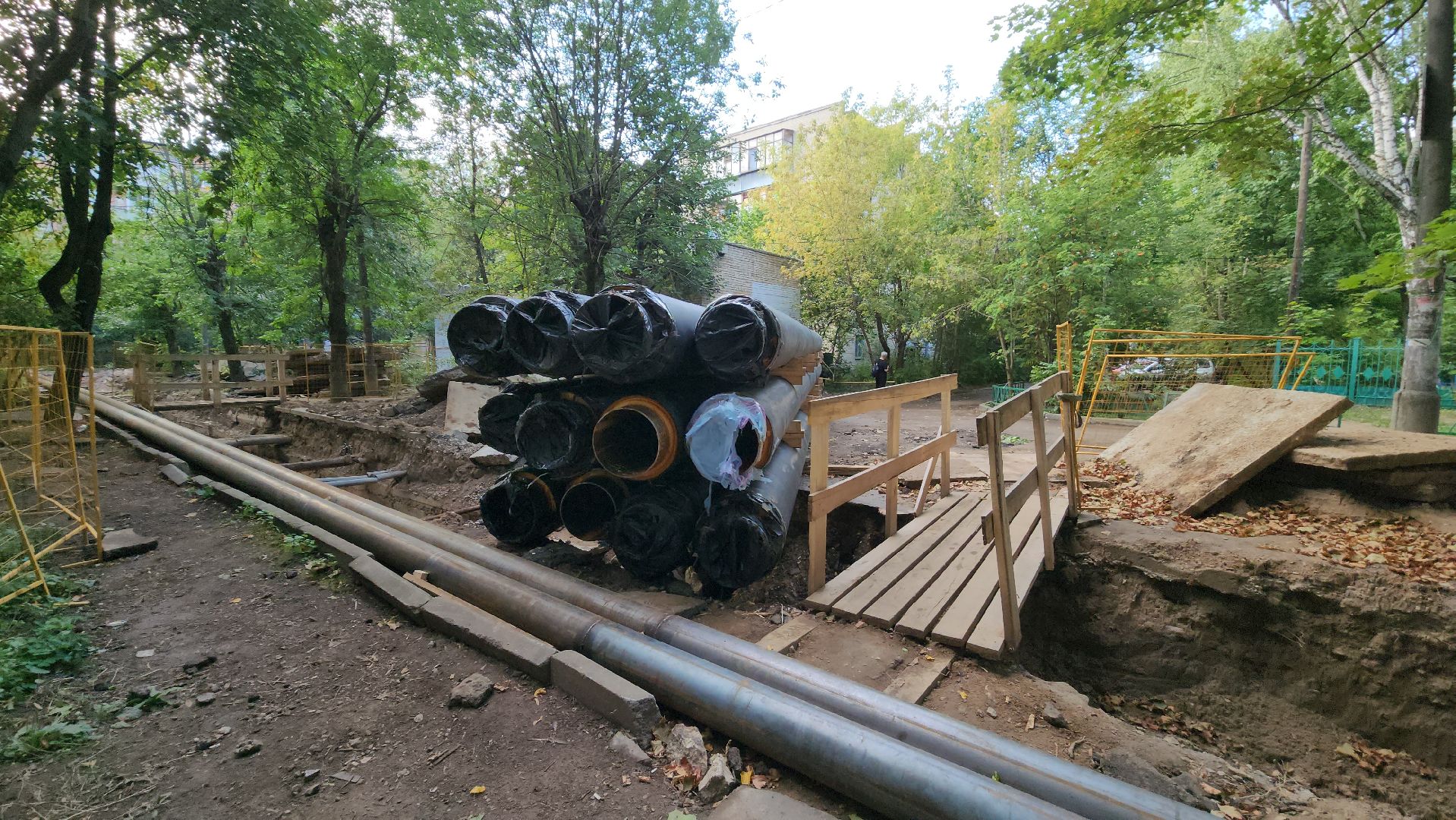 пушкино, ремонт тепловых сетей, центр города, трубы, трубопровод,