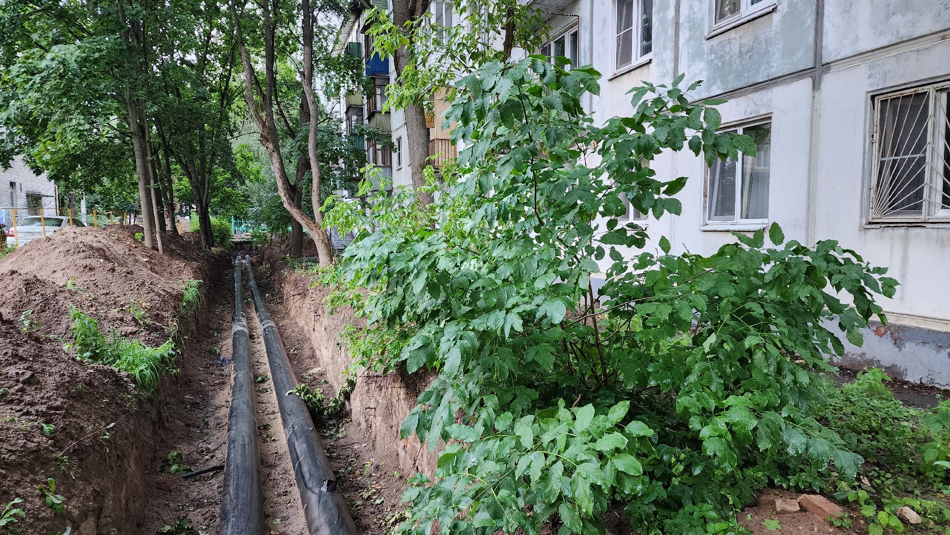 пушкино, ремонт тепловых сетей, центр города, трубы, трубопровод,