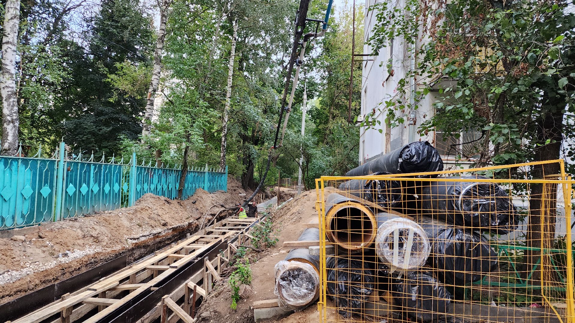 пушкино, ремонт тепловых сетей, центр города, трубы, трубопровод,