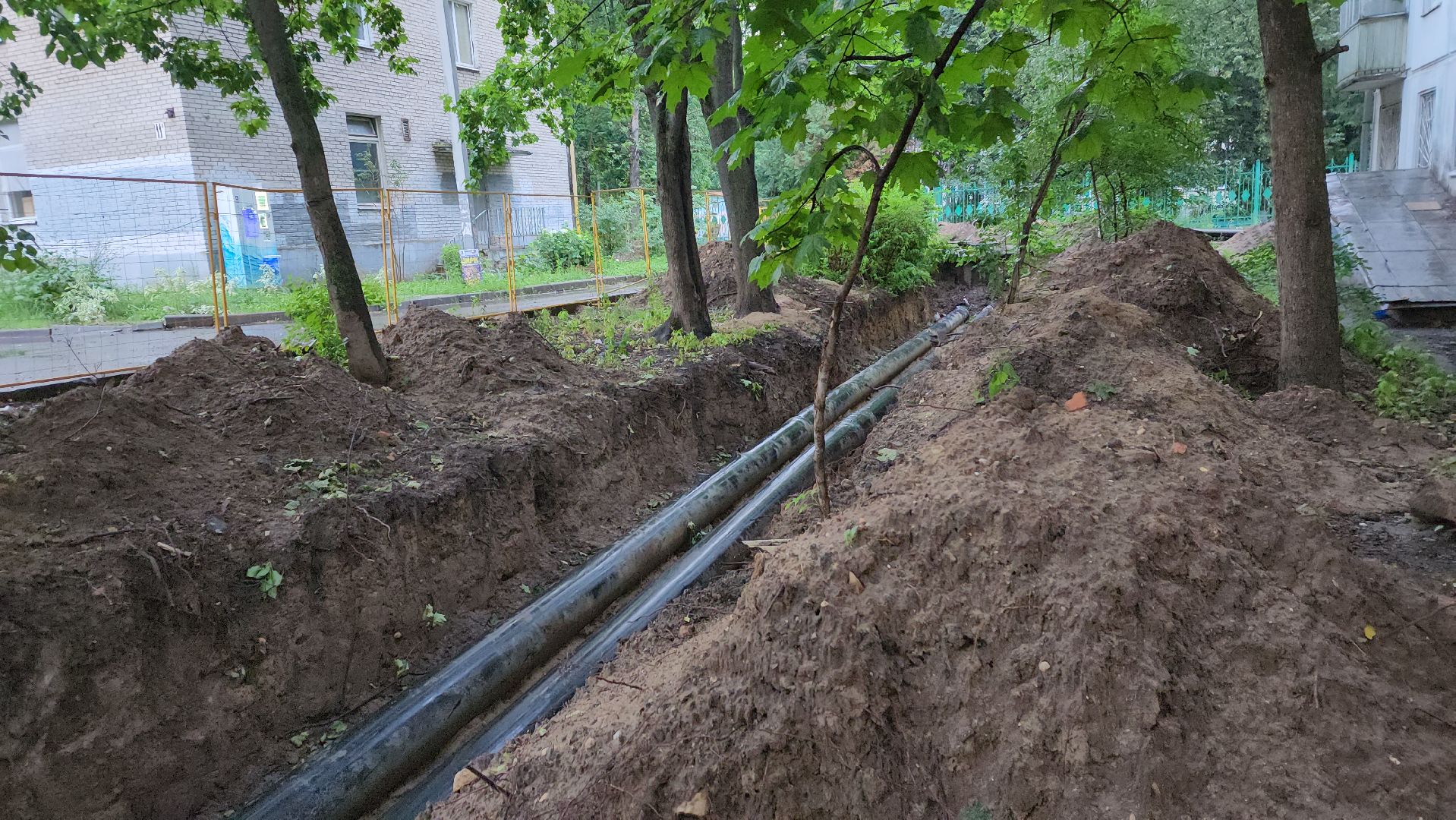 пушкино, ремонт тепловых сетей, центр города, трубы, трубопровод,