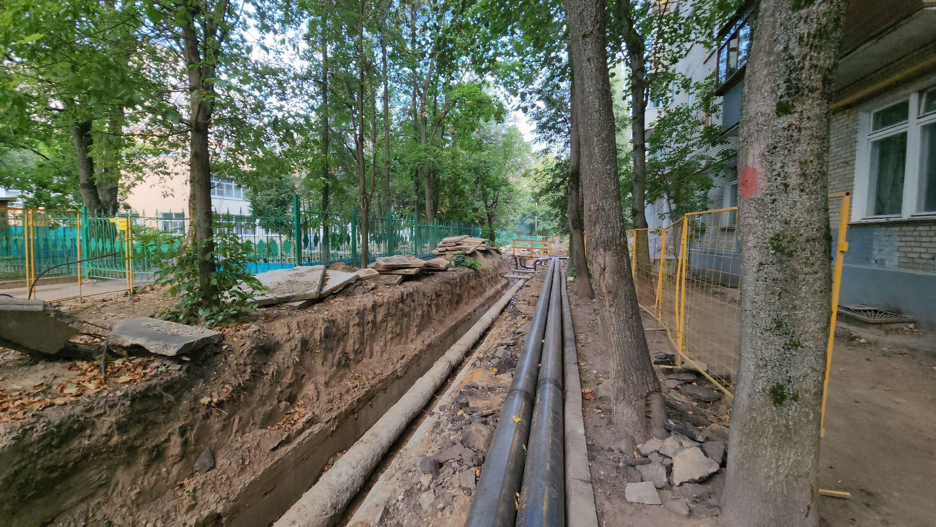 пушкино, ремонт тепловых сетей, центр города, трубы, трубопровод,