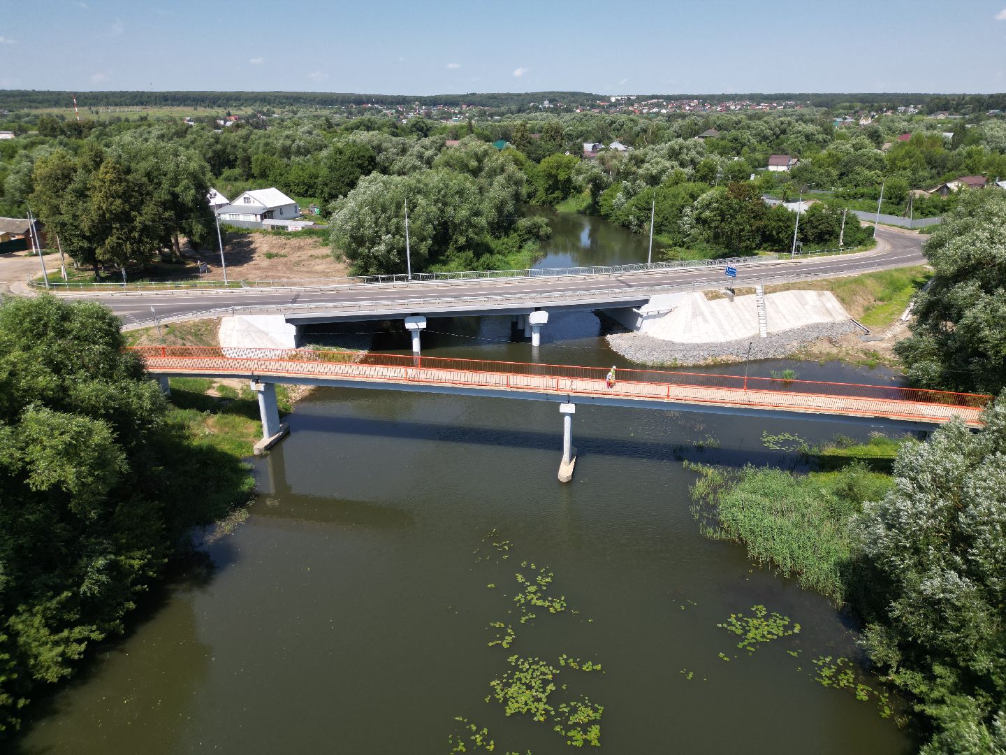 видео с коптера, мост, дороги,