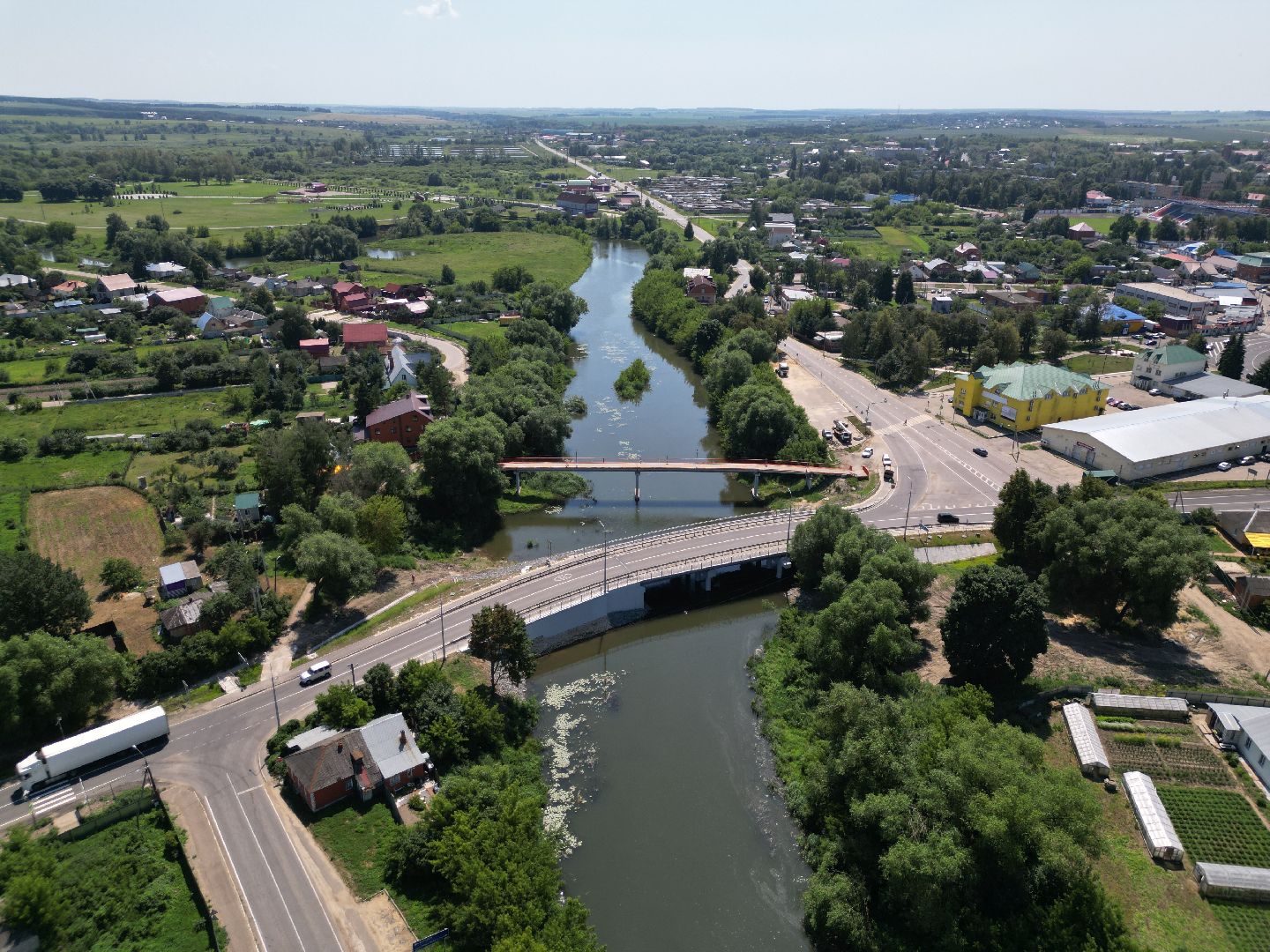 видео с коптера, мост, дороги,