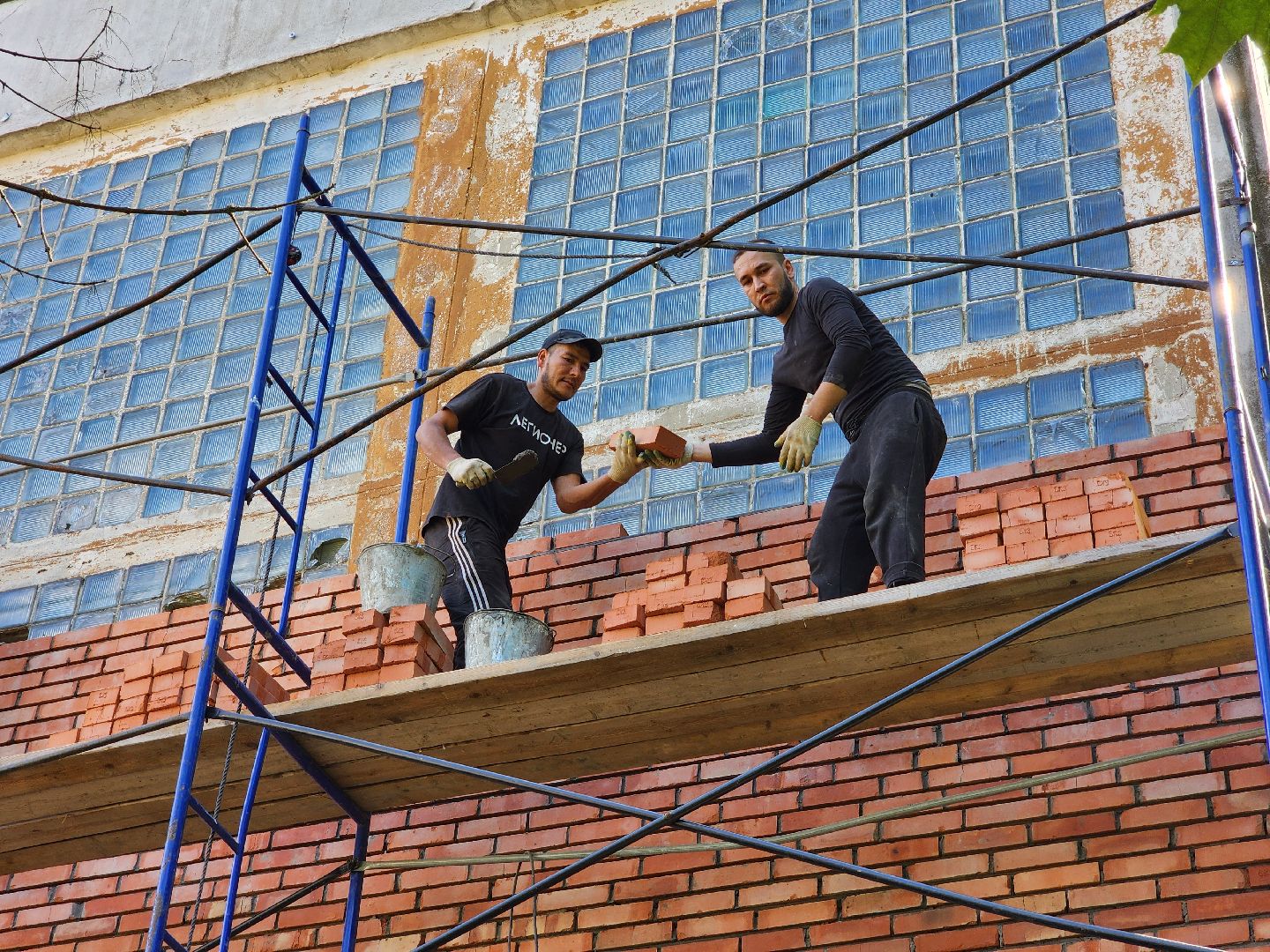 Чехов, школа 1, ремонт фасада, утепление, гидроизоляция, текущий ремонт школы,подготовка к новому учебному году,