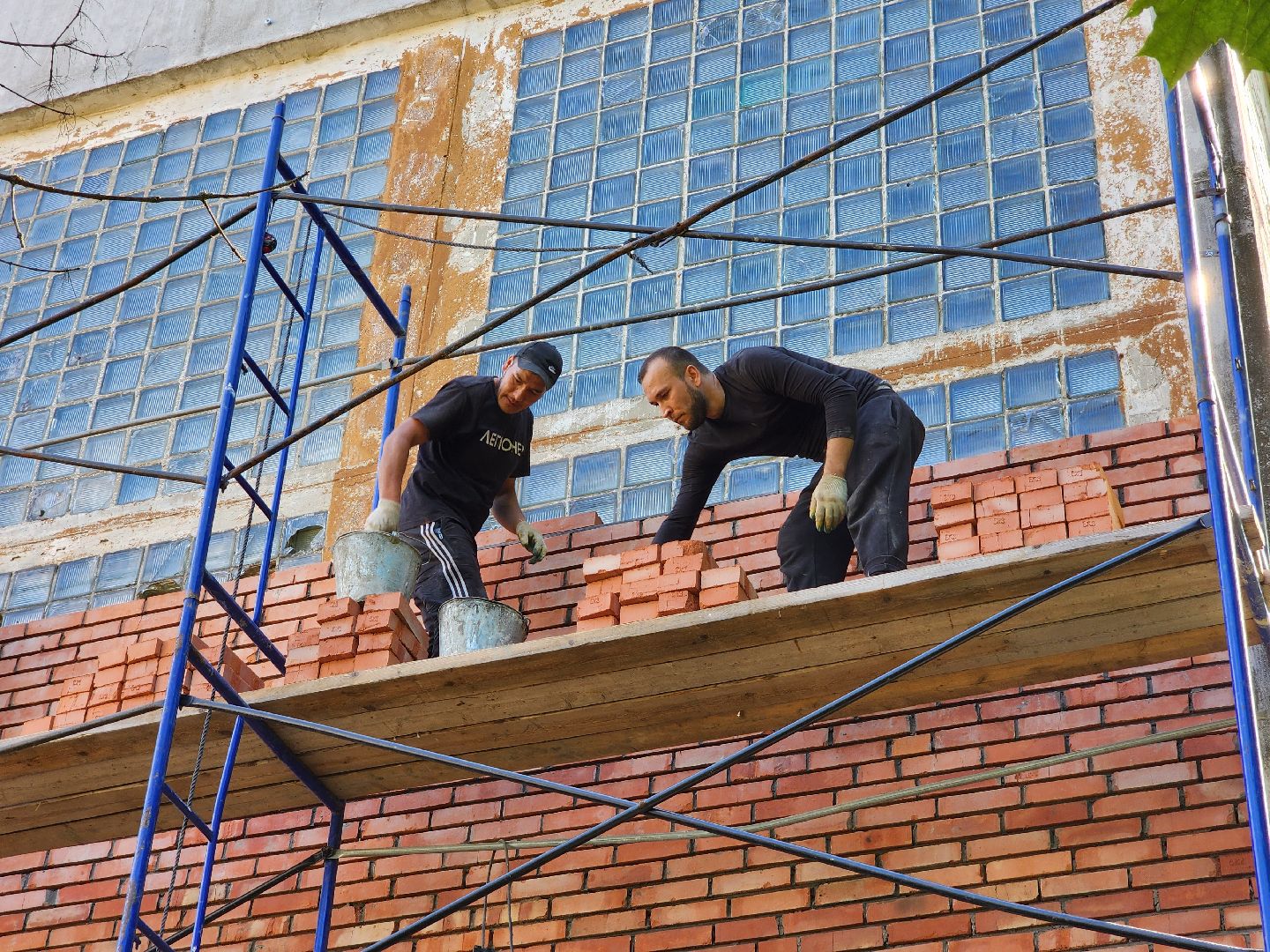 Чехов, школа 1, ремонт фасада, утепление, гидроизоляция, текущий ремонт школы,подготовка к новому учебному году,