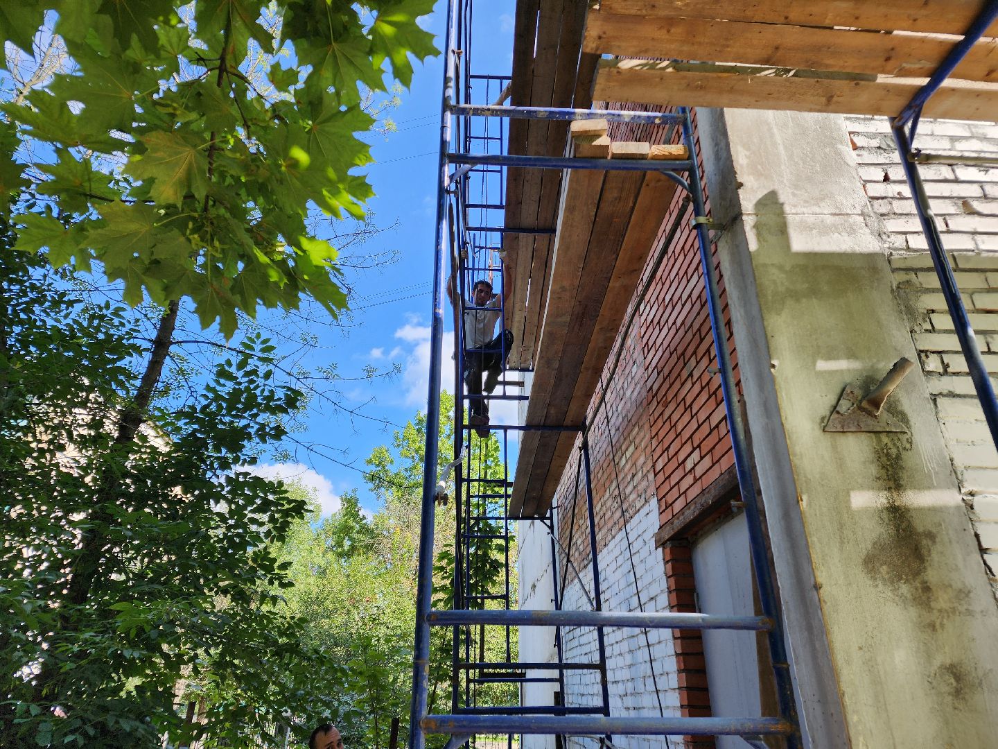 Чехов, школа 1, ремонт фасада, утепление, гидроизоляция, текущий ремонт школы,подготовка к новому учебному году,