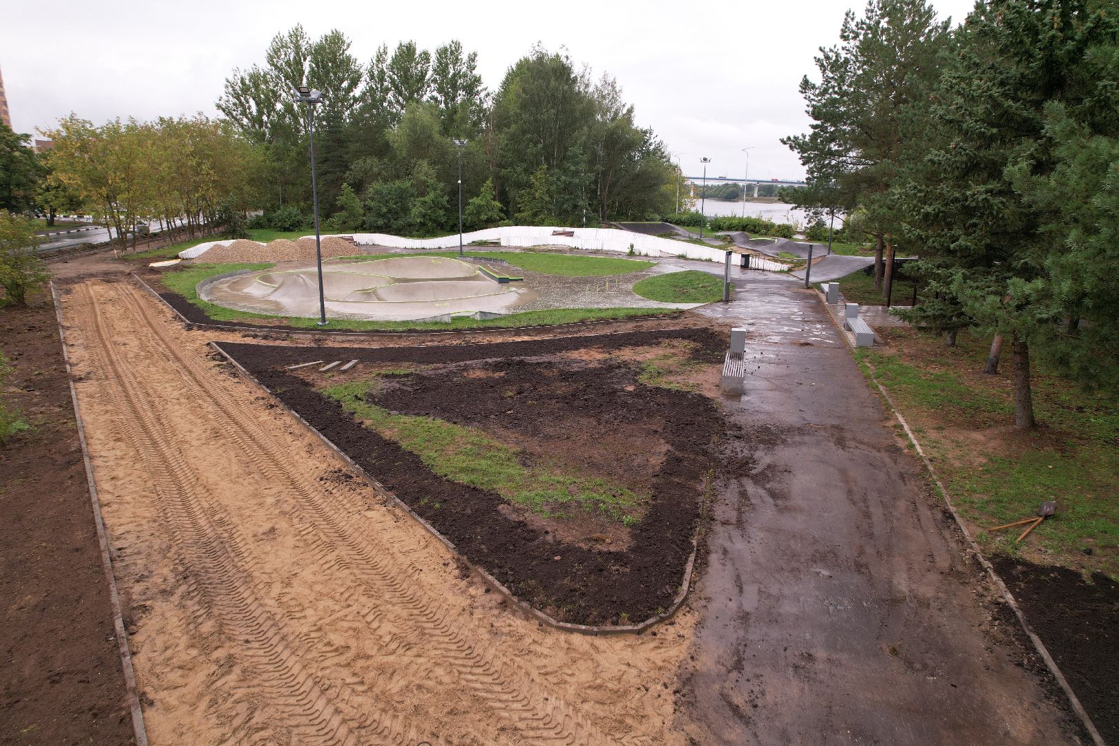 видео с коптера, дубна, набережная, благоустройство,