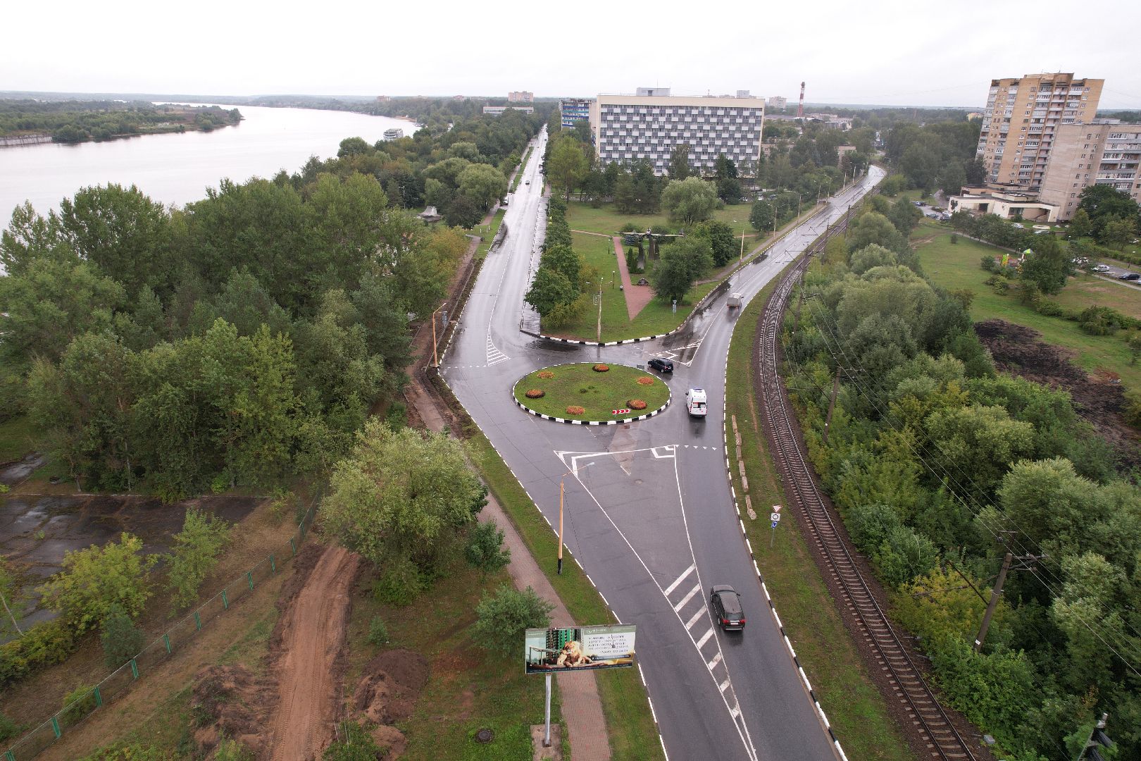 видео с коптера, дубна, набережная, благоустройство,