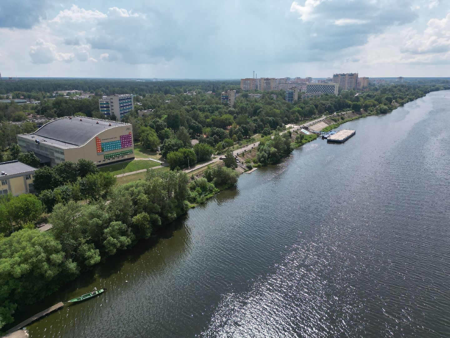 видео с коптера, дубна, набережная, благоустройство,