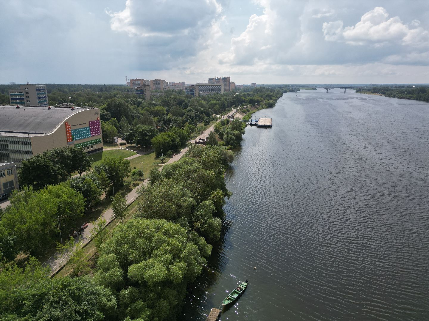 видео с коптера, дубна, набережная, благоустройство,
