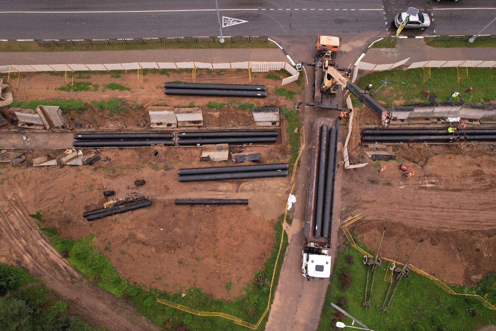 видео с коптера, дубна, жкх, телпосети, трубы,