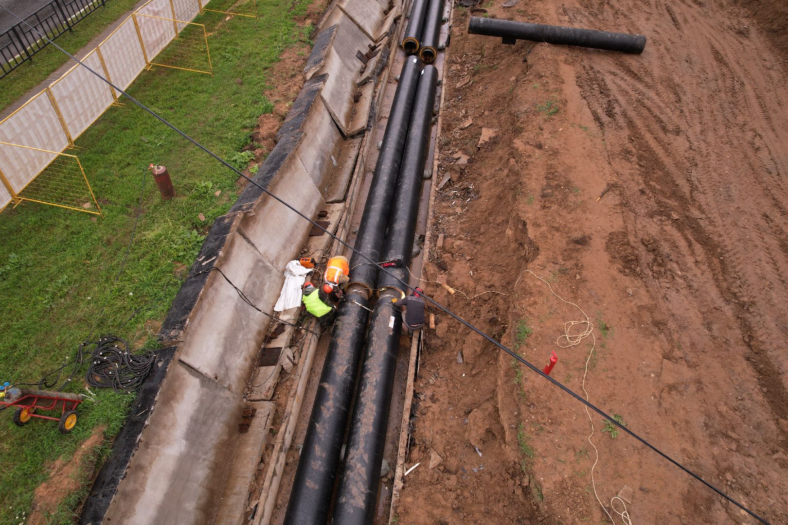 видео с коптера, дубна, жкх, телпосети, трубы,