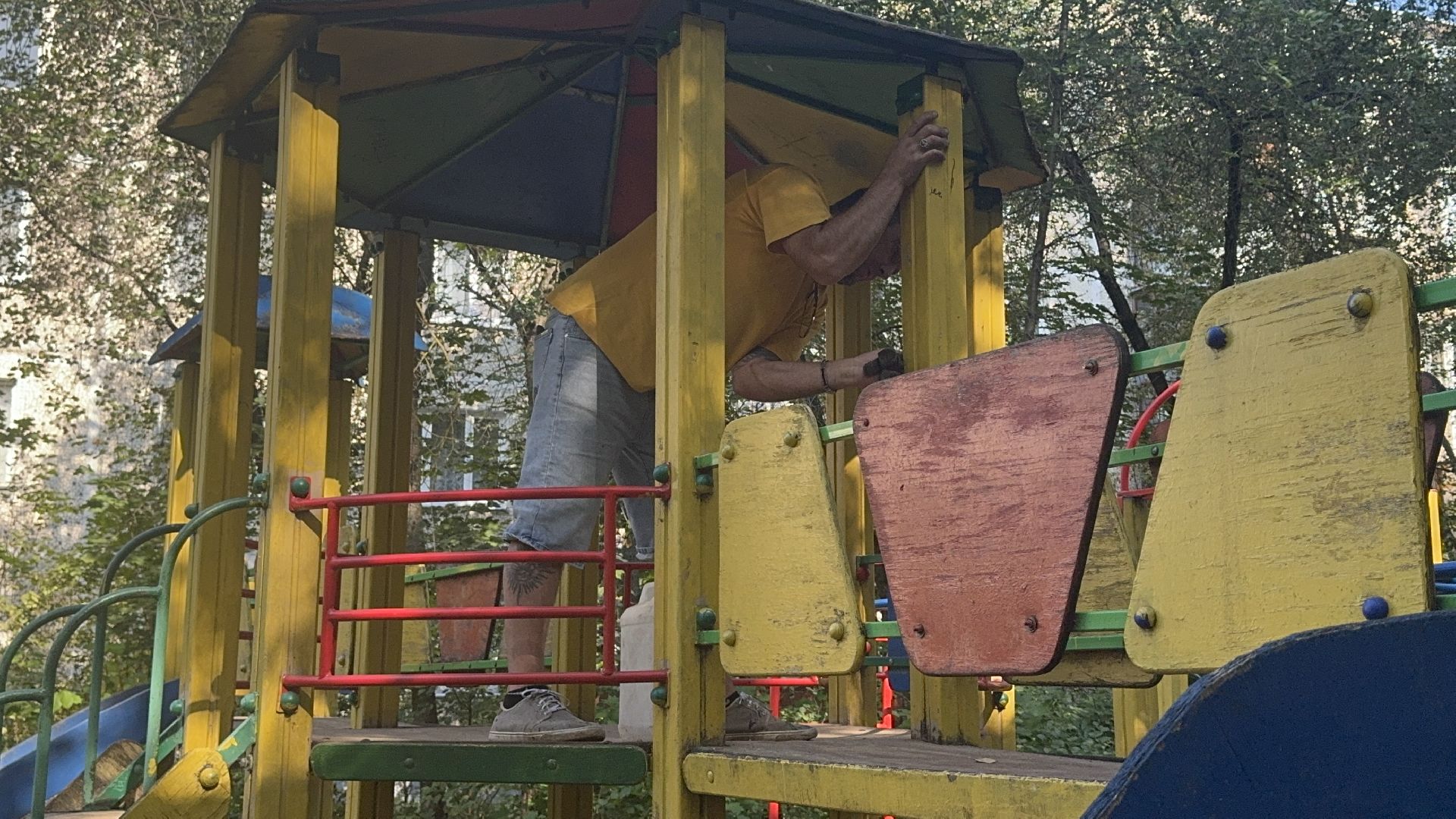 Солнечногорск, ремонт площадки, жители, Рабочие, игровая площадка,