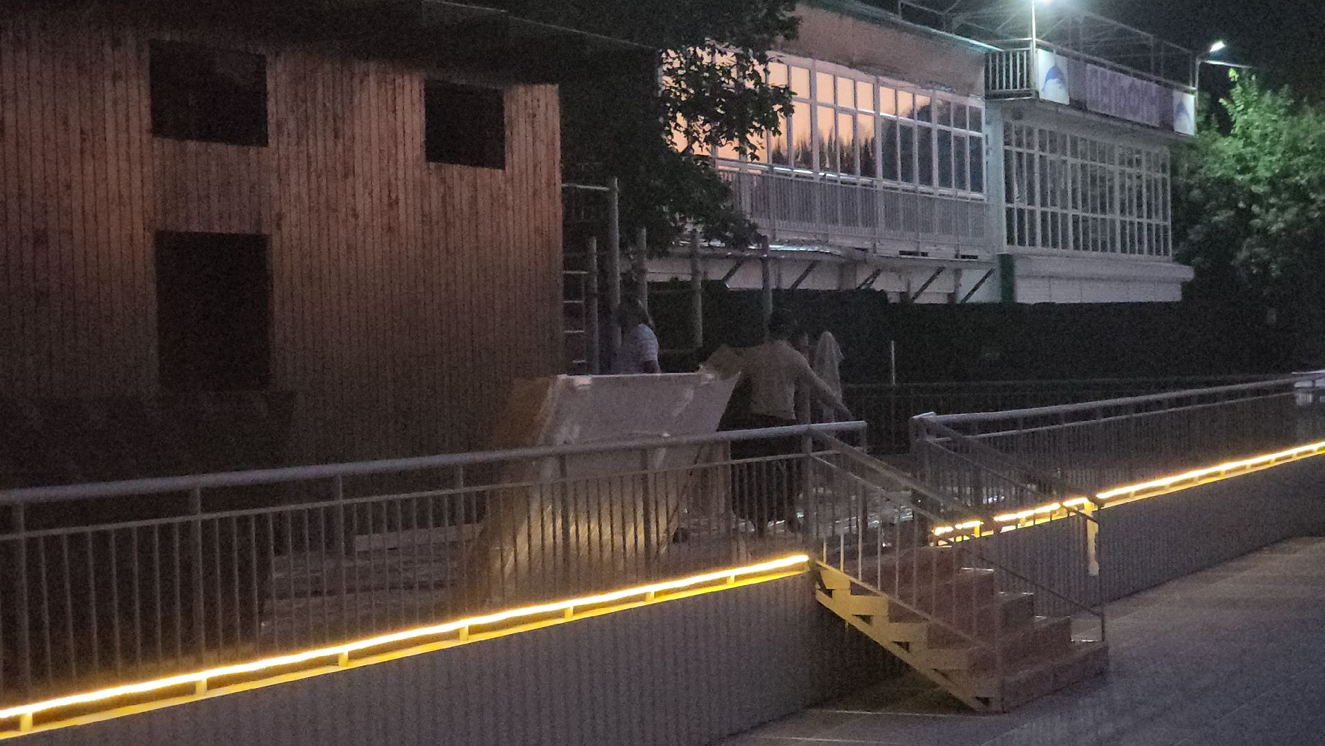 долгопрудный, котовский залив, котовские моржи, набережная, ночное освещение,