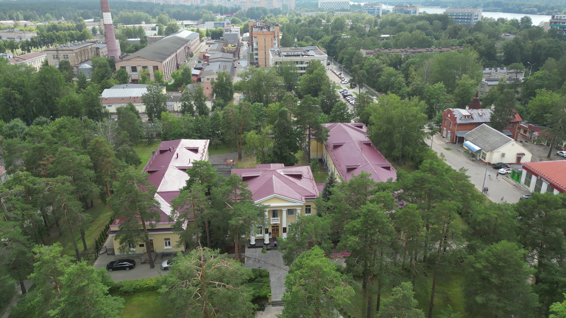 видео с коптера, дубна, институт,