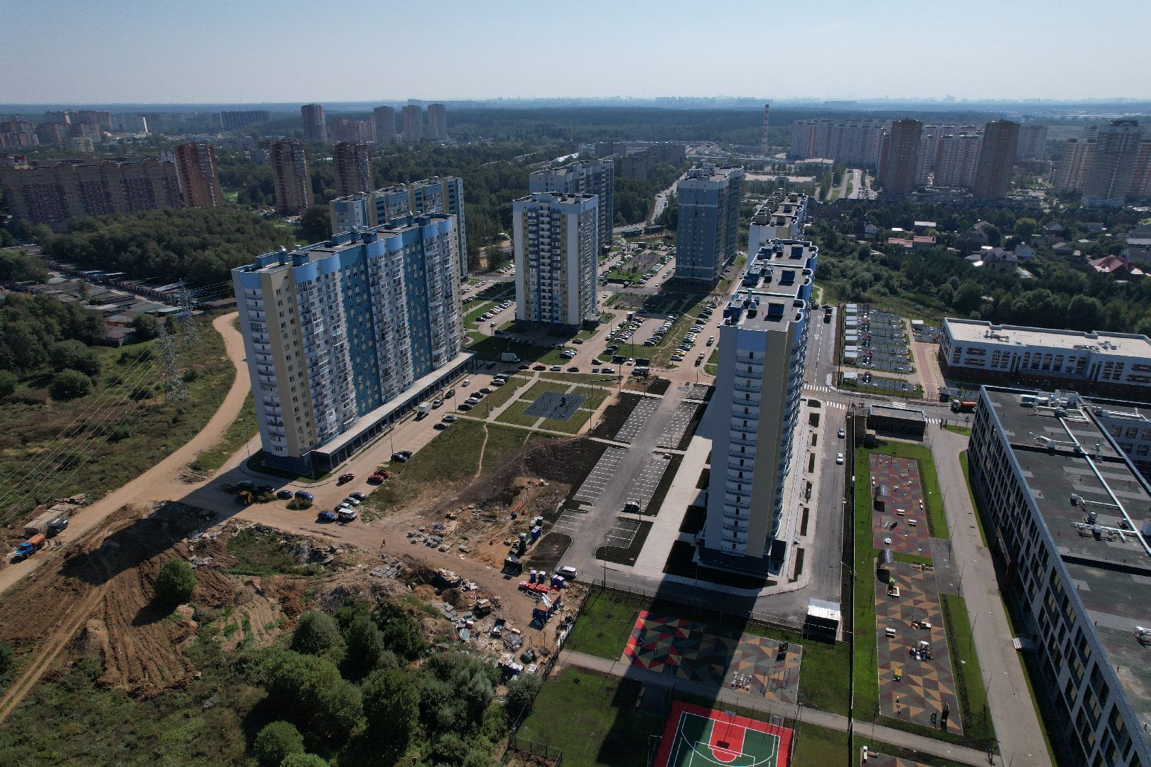 видео с коптера, лобня, лицей, строительство, школа, образование,