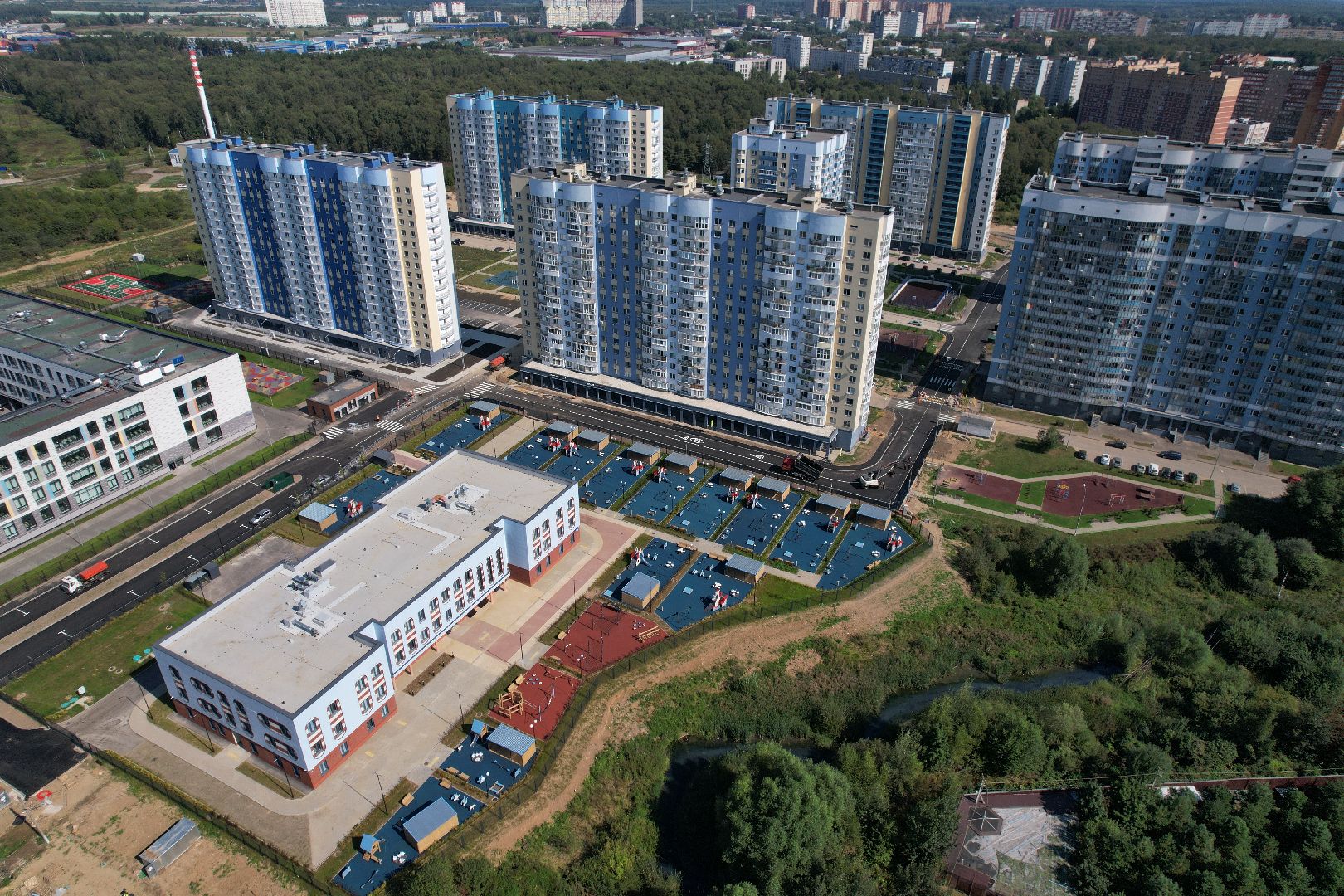 видео с коптера, лобня, лицей, строительство, школа, образование,