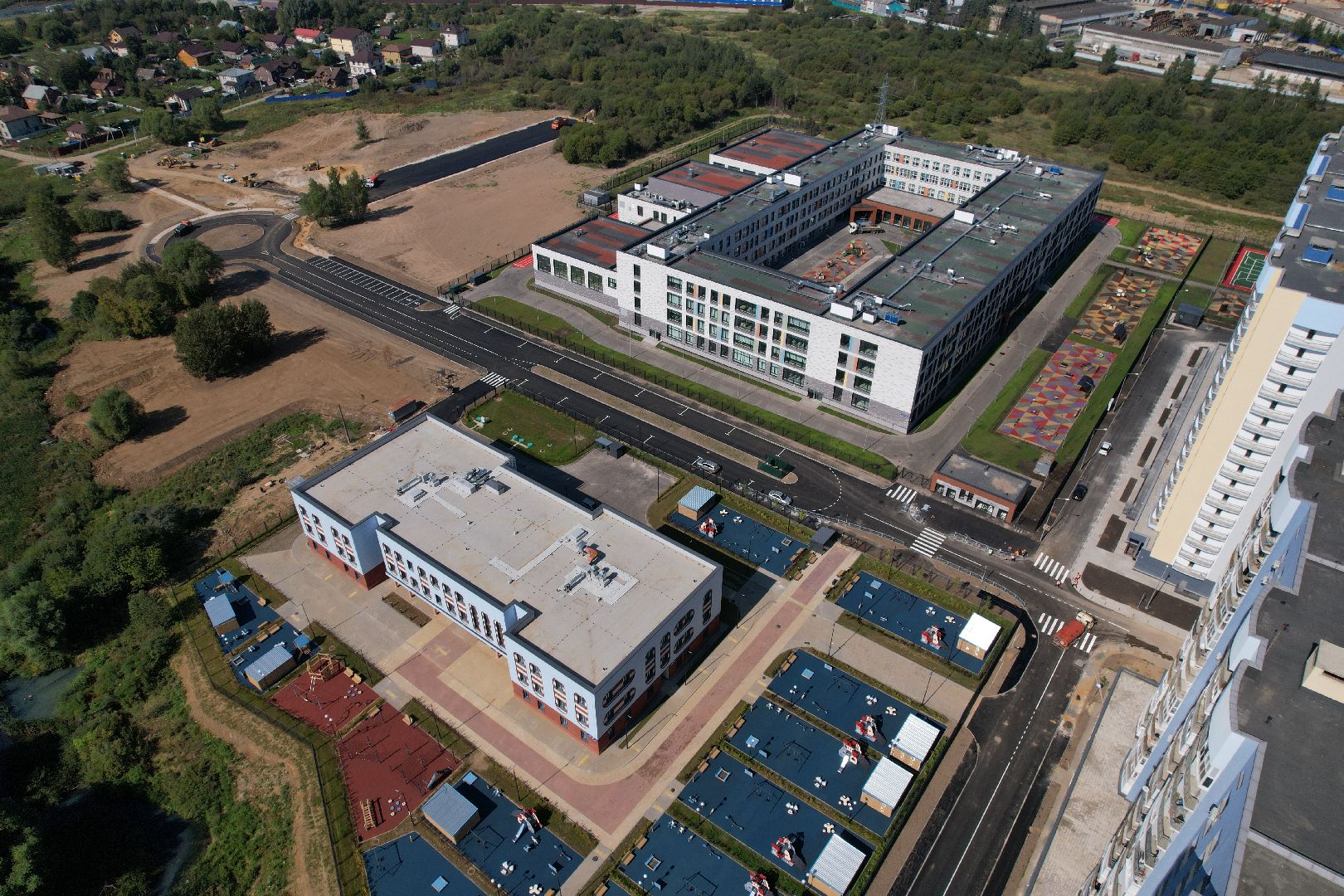 видео с коптера, лобня, лицей, строительство, школа, образование,