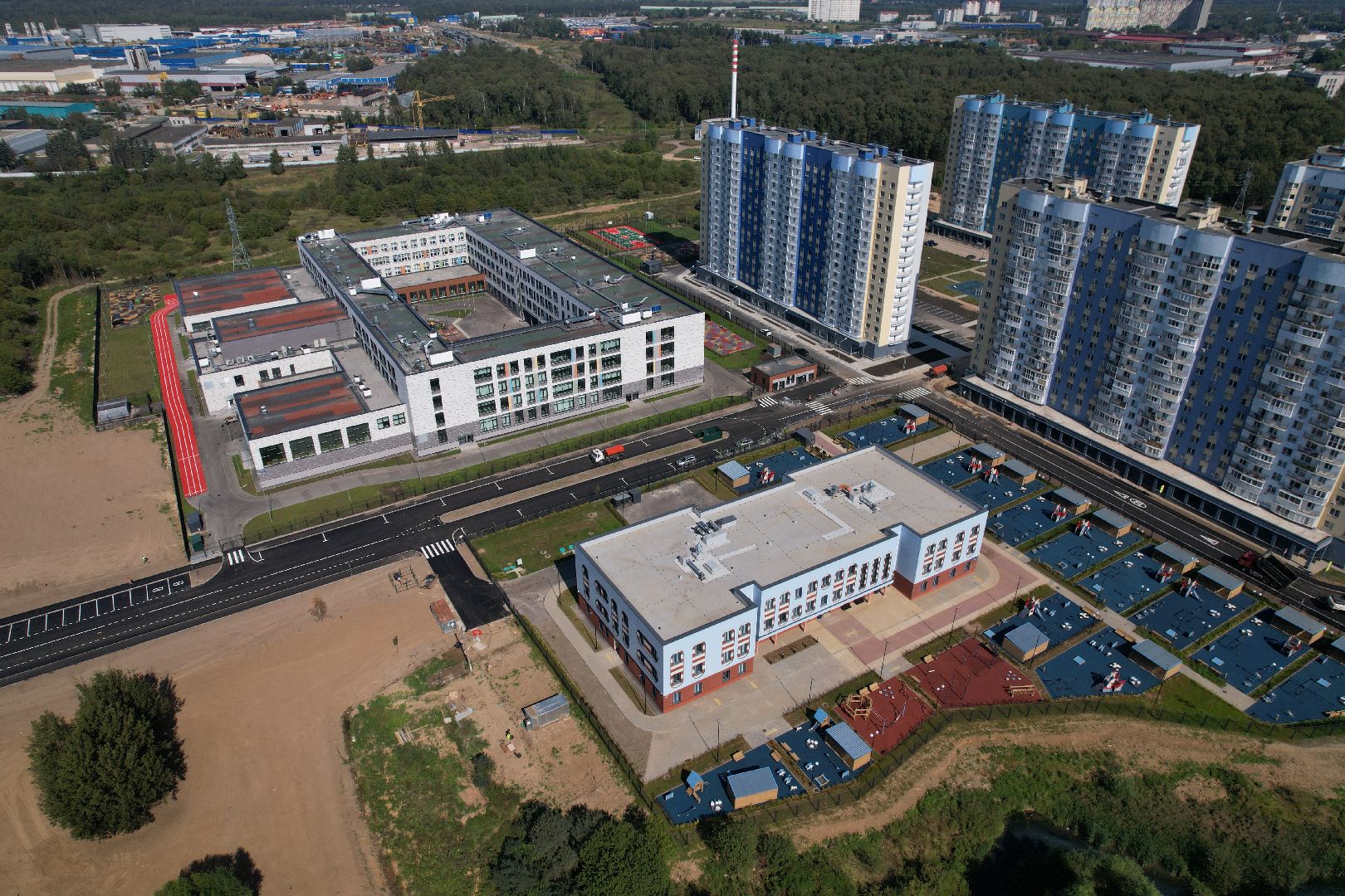 видео с коптера, лобня, лицей, строительство, школа, образование,