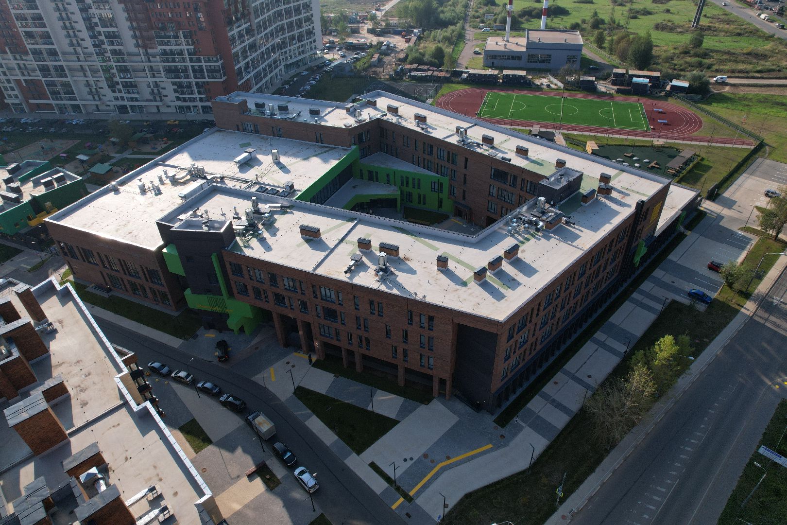 видео с коптера, отрада, школа,