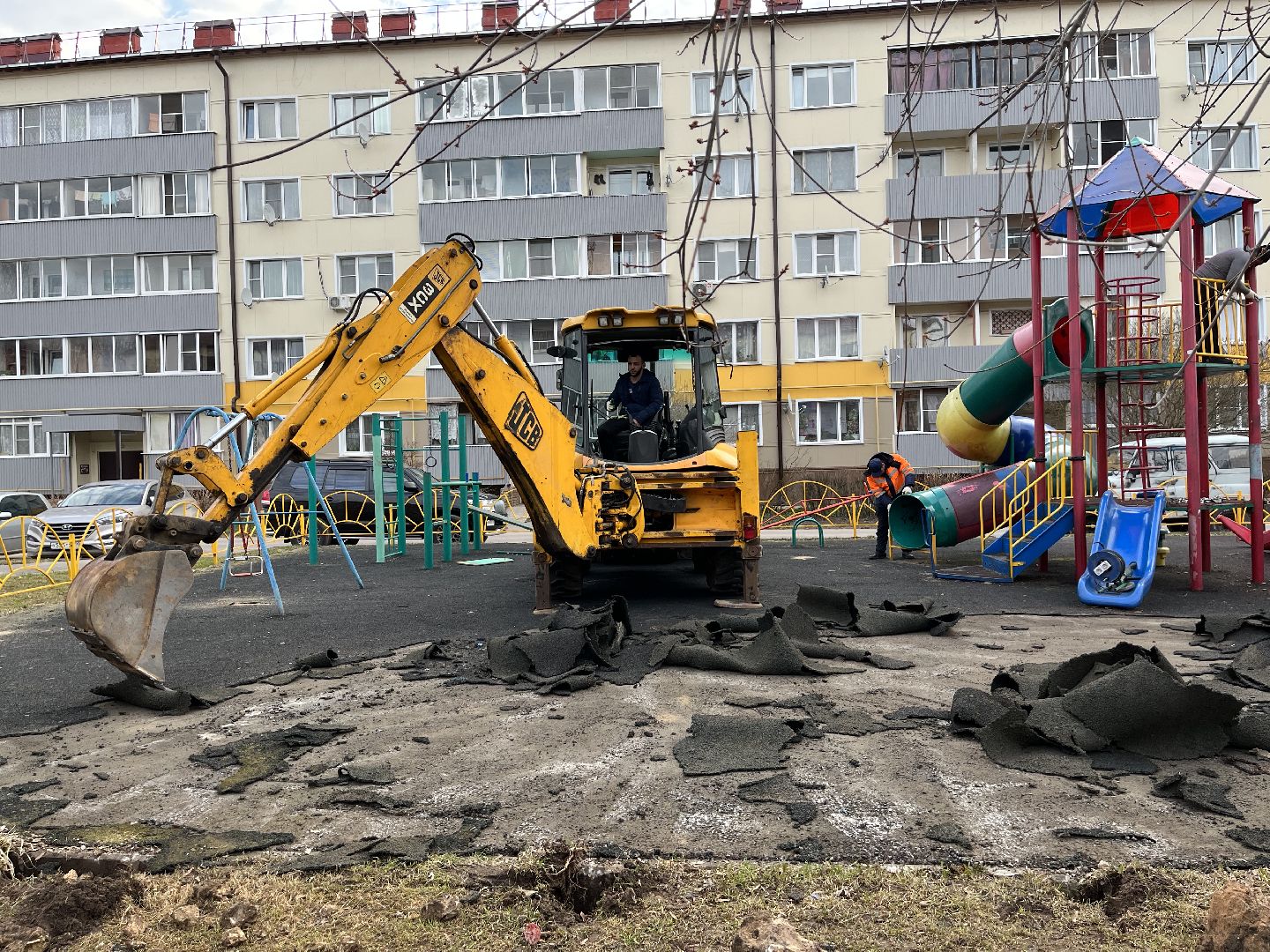 Шаховская, детская площадка, демонтаж