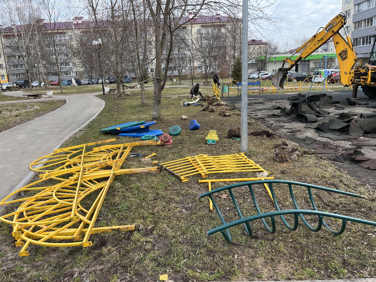 Шаховская, детская площадка, демонтаж